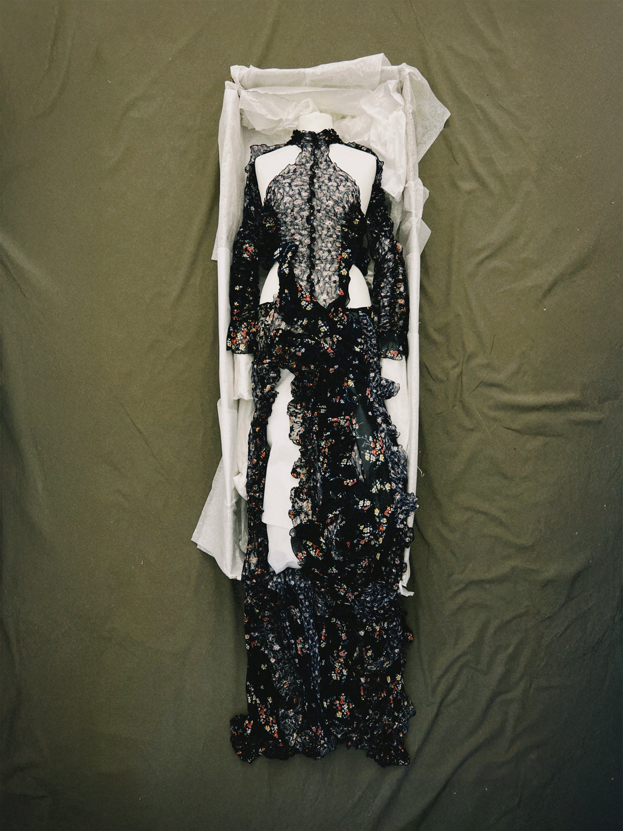 SS25 Look 05  Floral Sheer Ruched Maxi Dress  Ester Manas