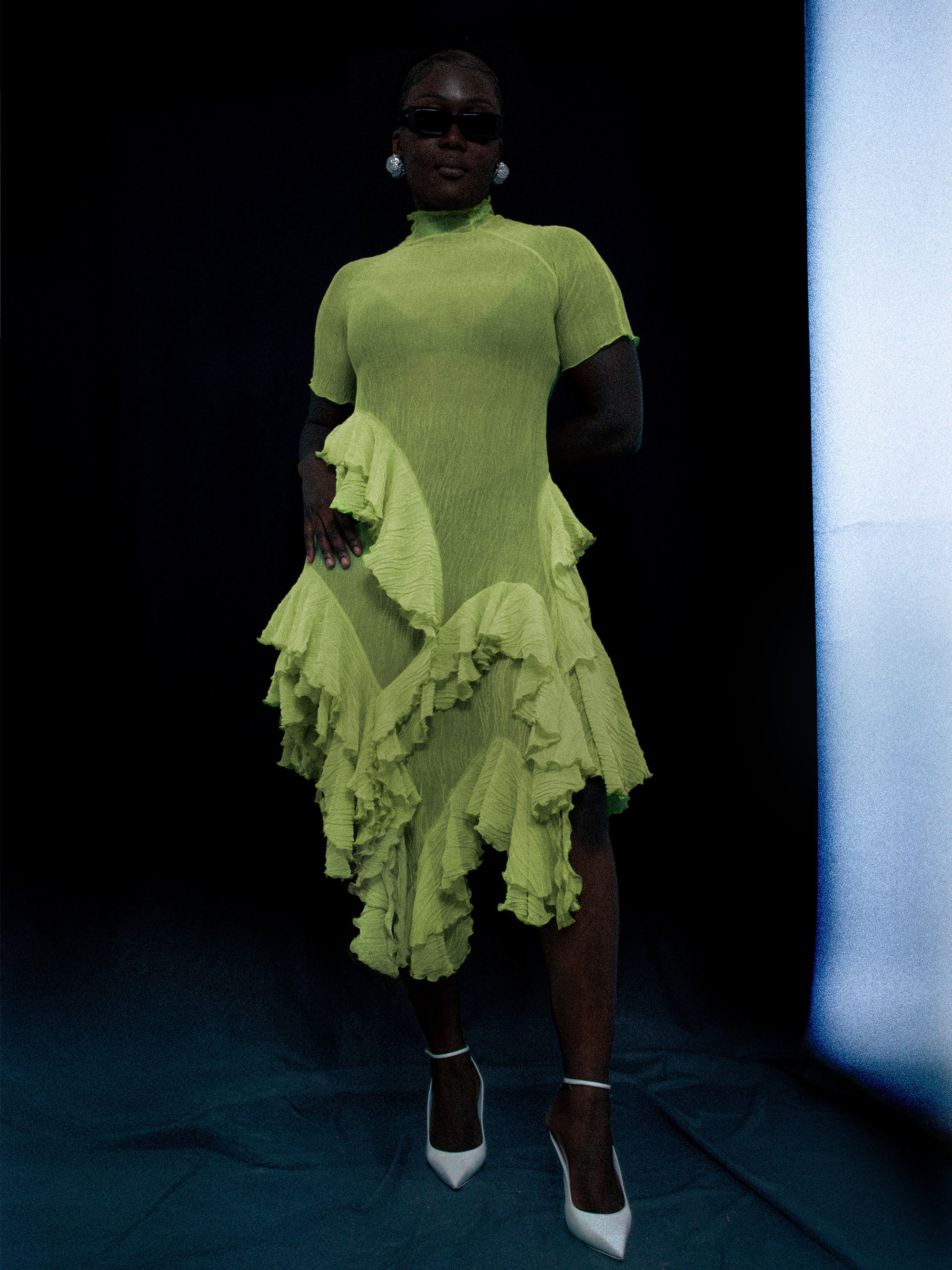 Pistachio Crumpled Spiral Maxi Dress