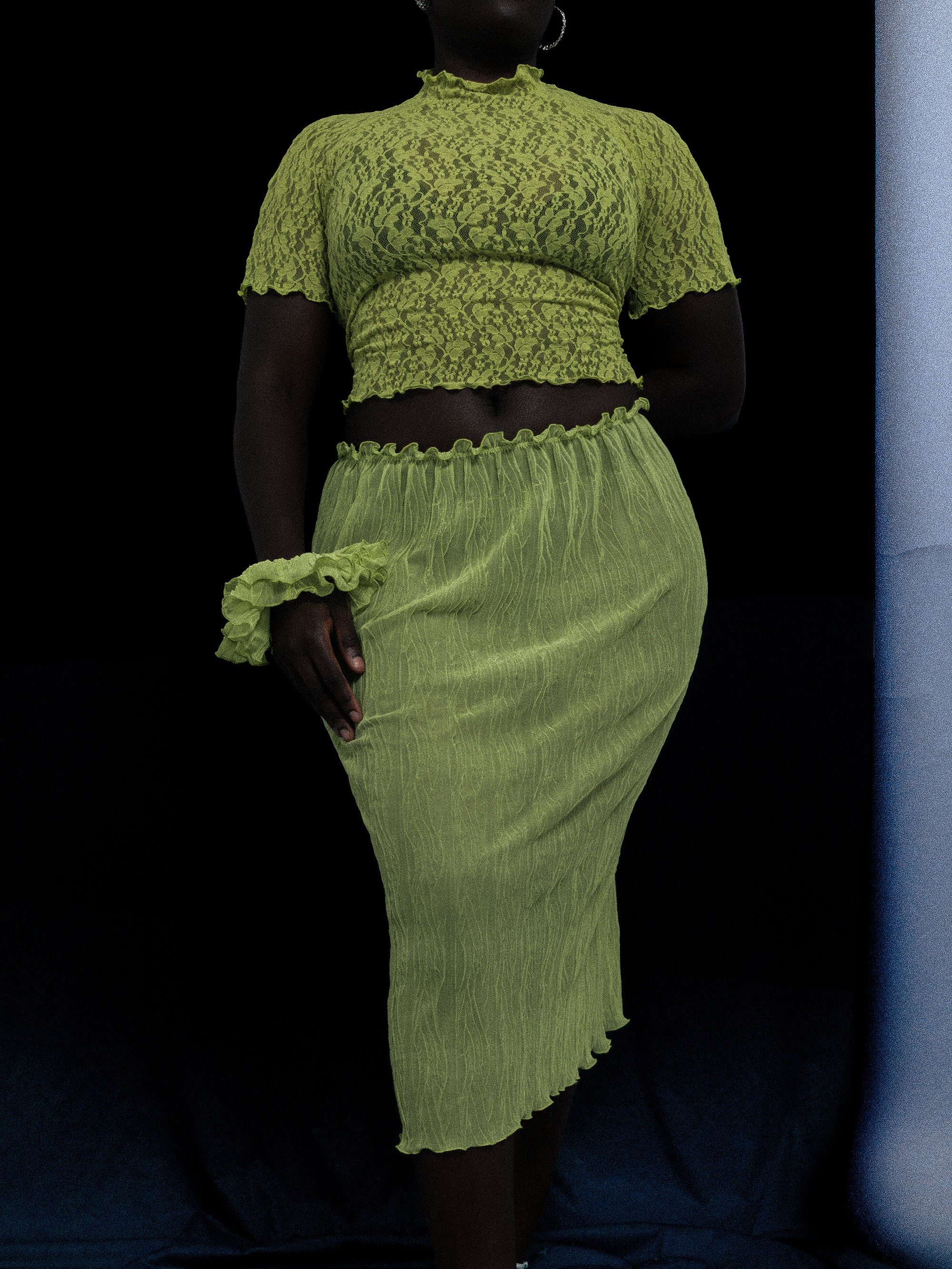 Pistachio Crumpled Easy Skirt