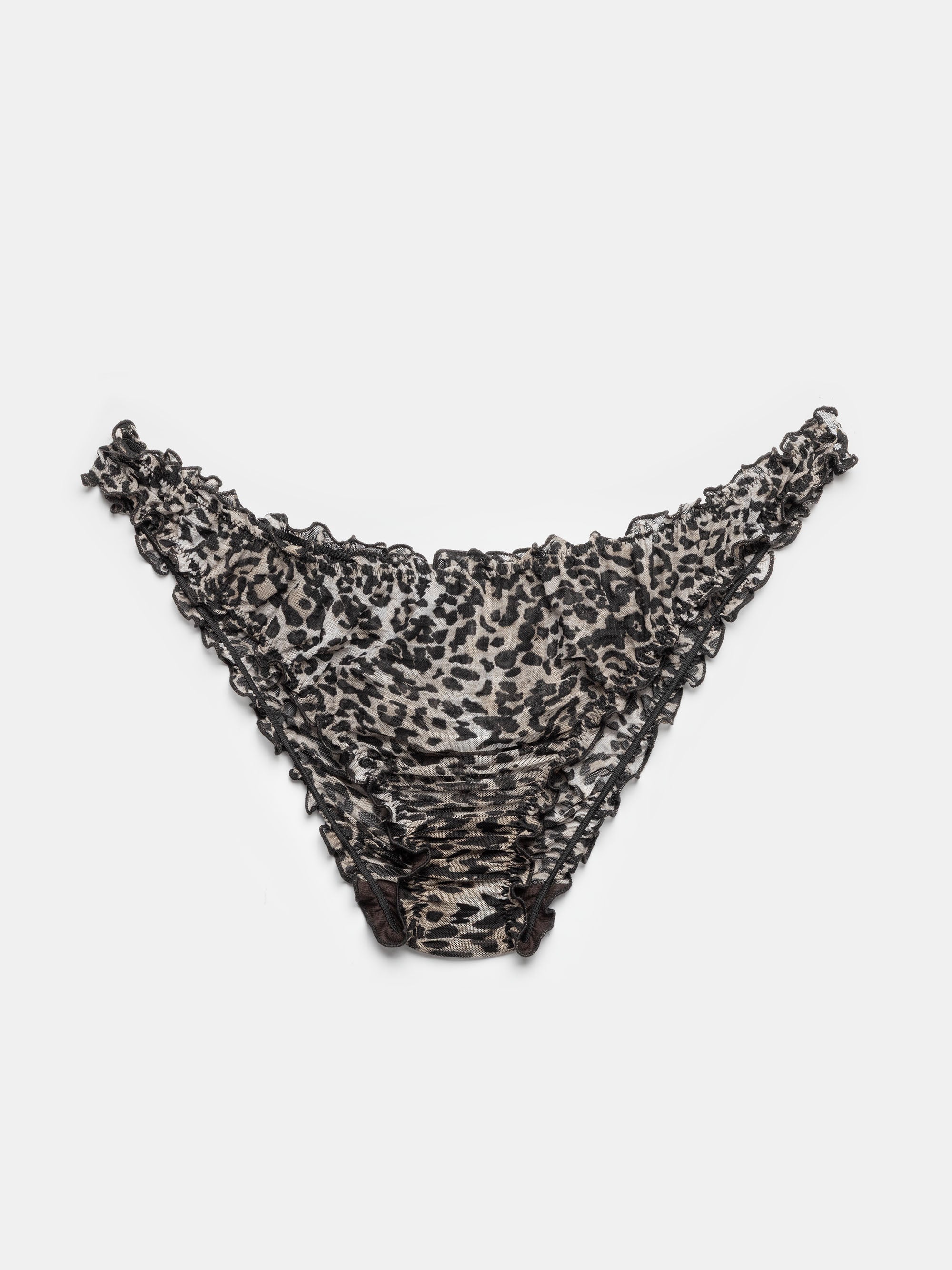 Black & Taupe Leopard Ruffled Panties