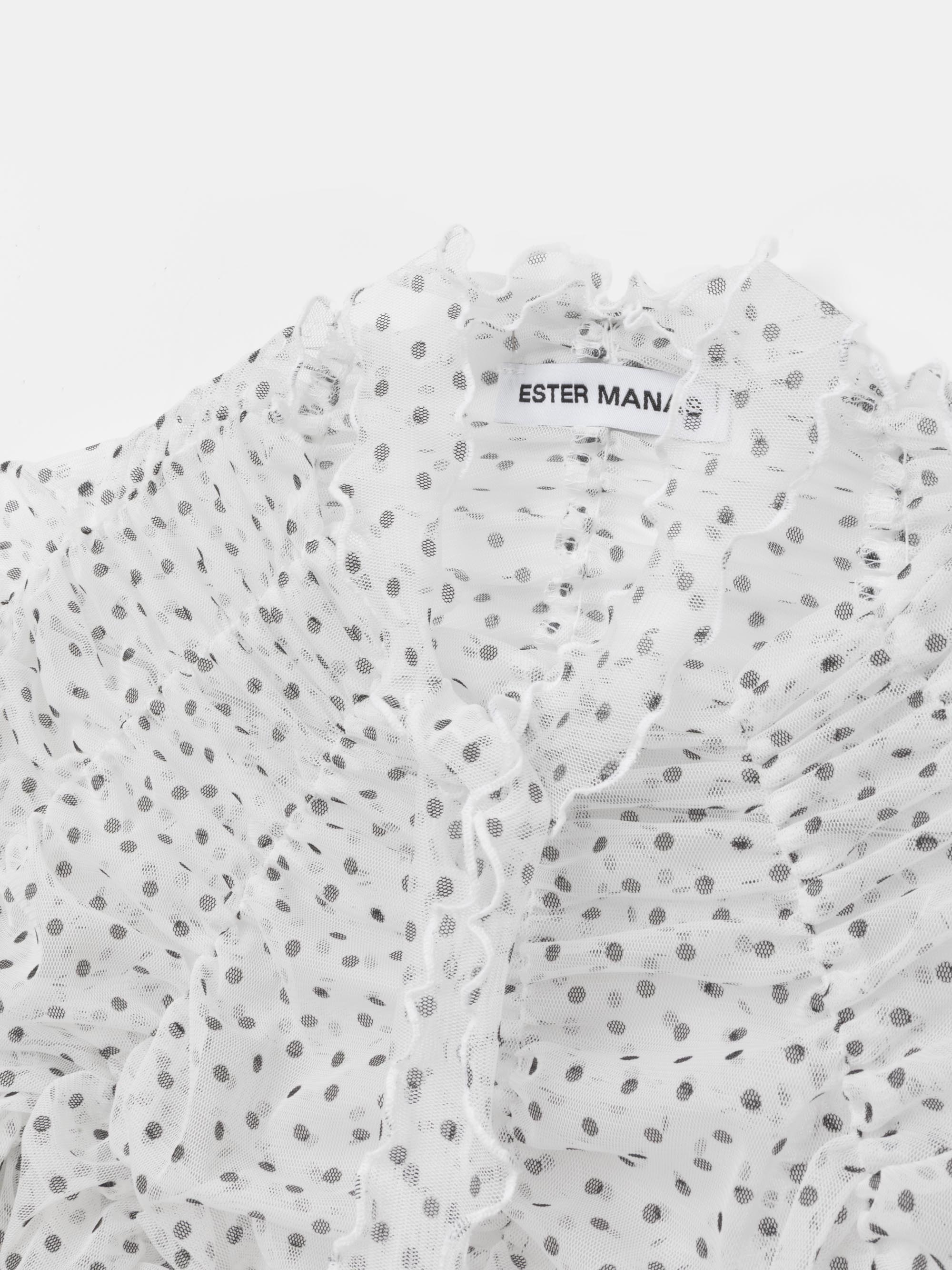 Polka-dot Crop Signature Ruched Top