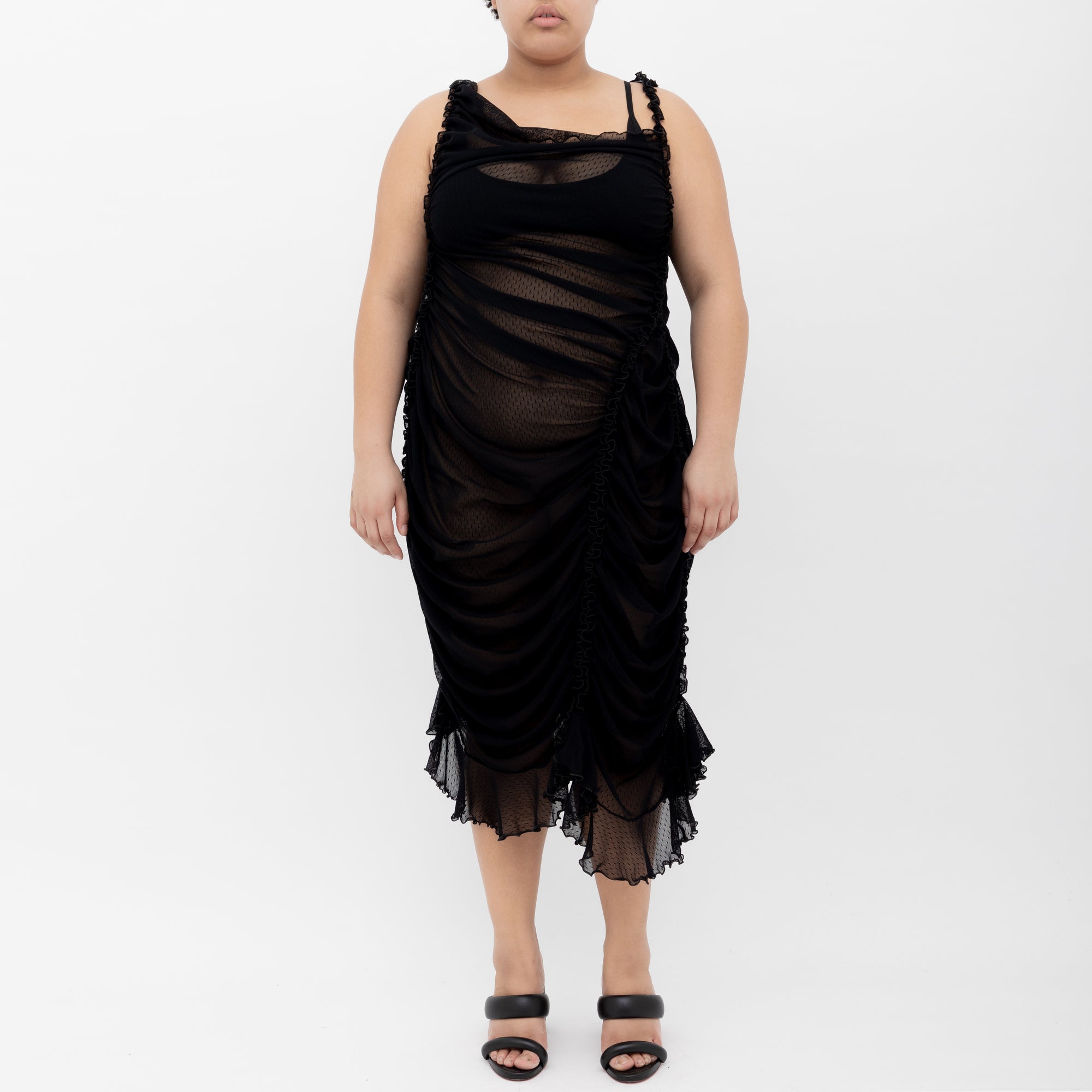 Midnight Ruched Sheer Dress