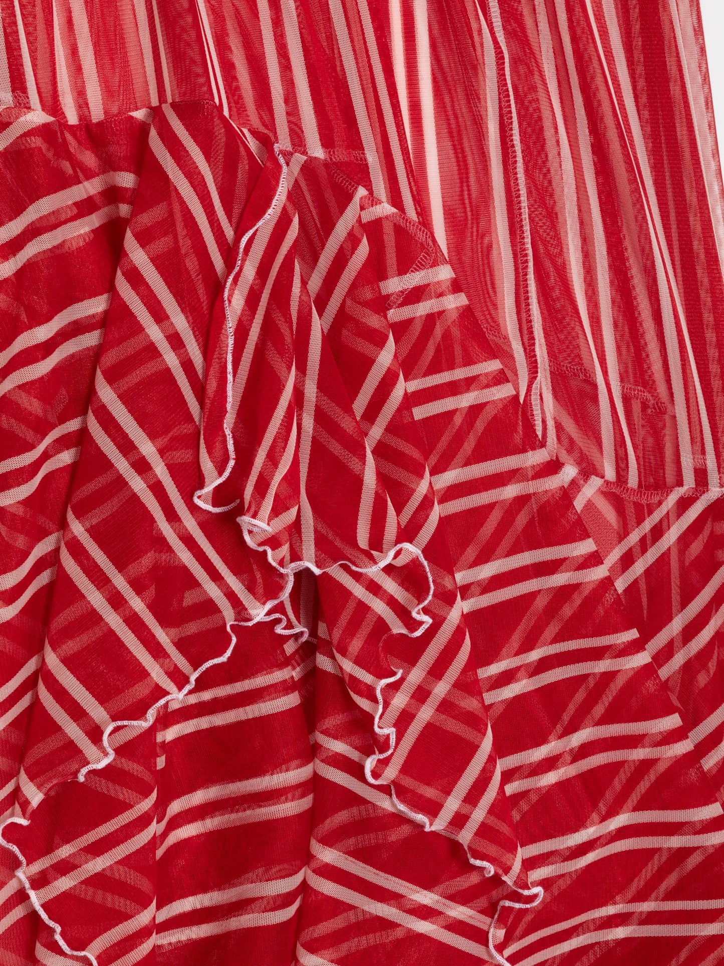 Red Striped Asymmetric Skirt