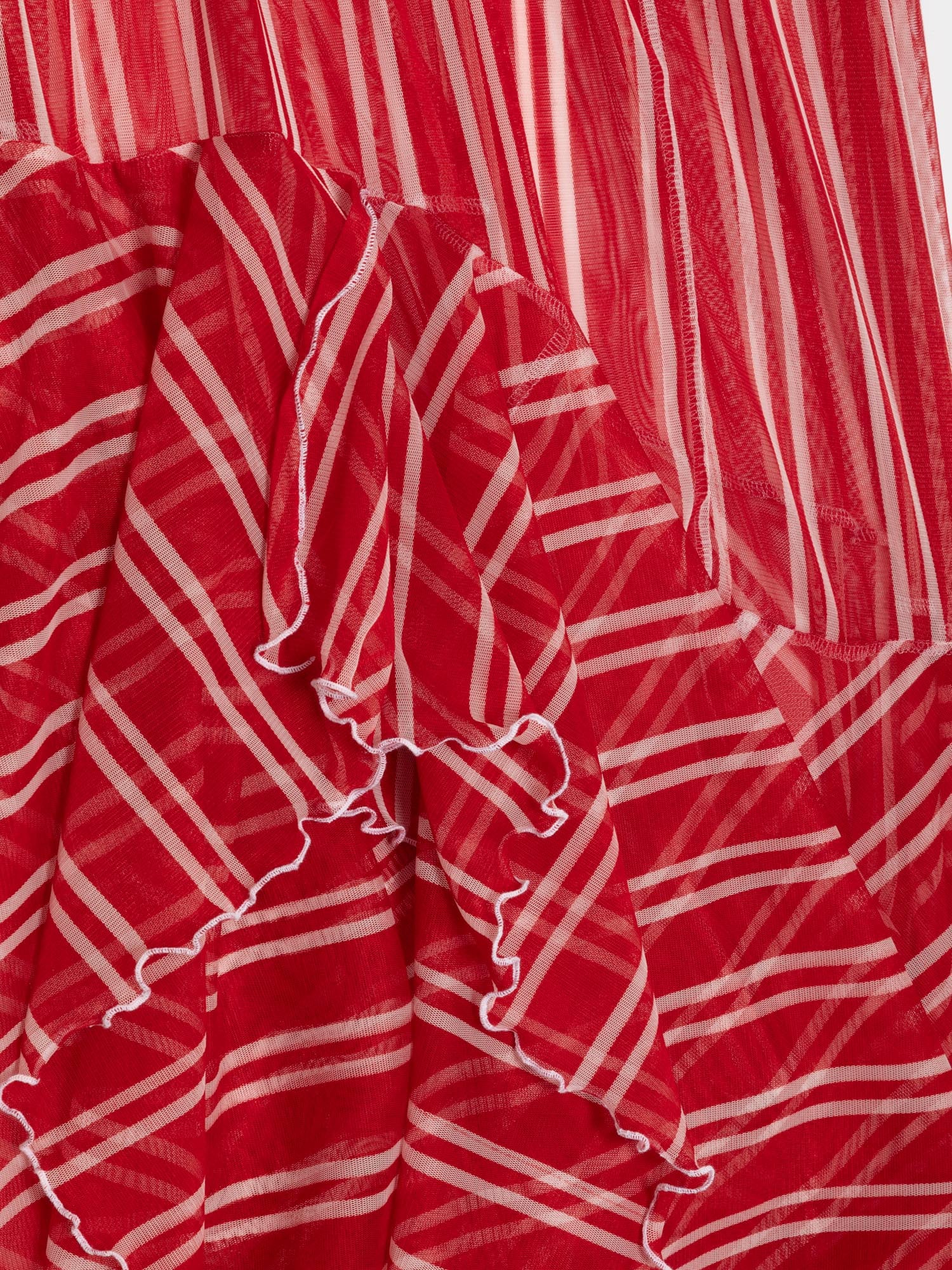 Red Striped Asymmetric Skirt