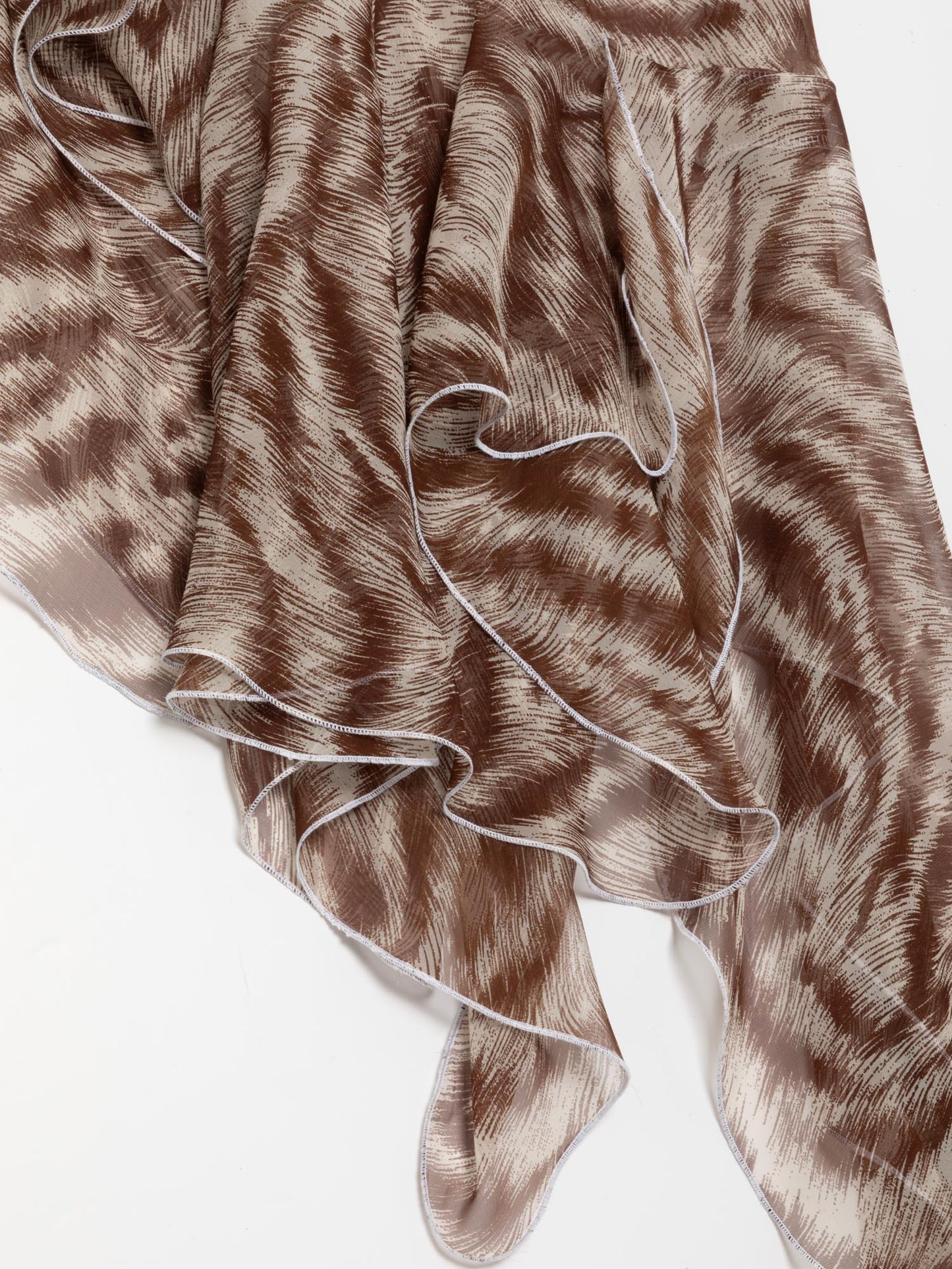 Brown Abstract Asymmetric Skirt