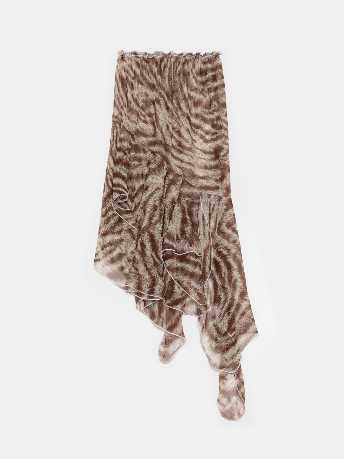 Brown Abstract Asymmetric Skirt