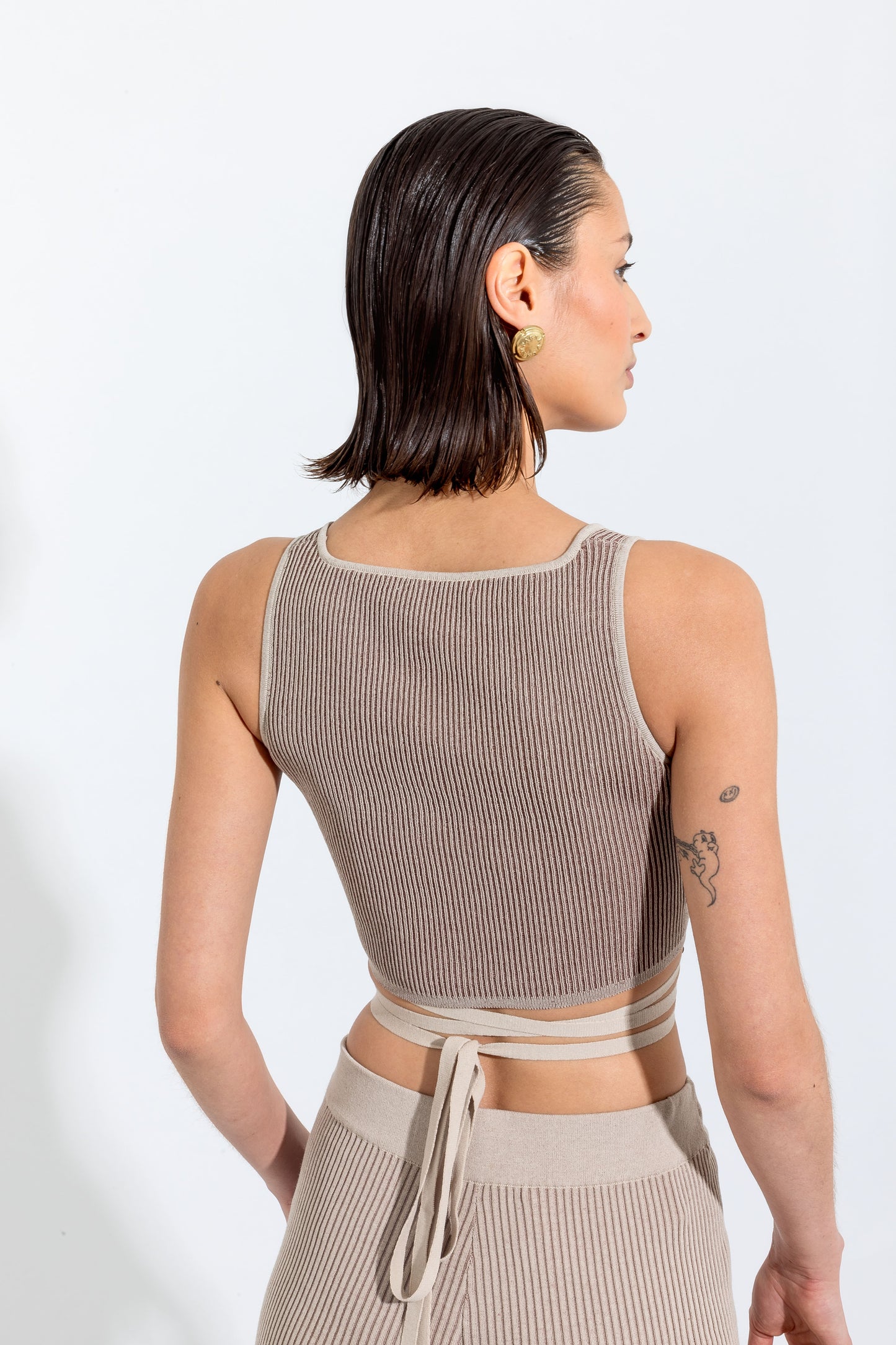 Beige and Brown Peephole Bra