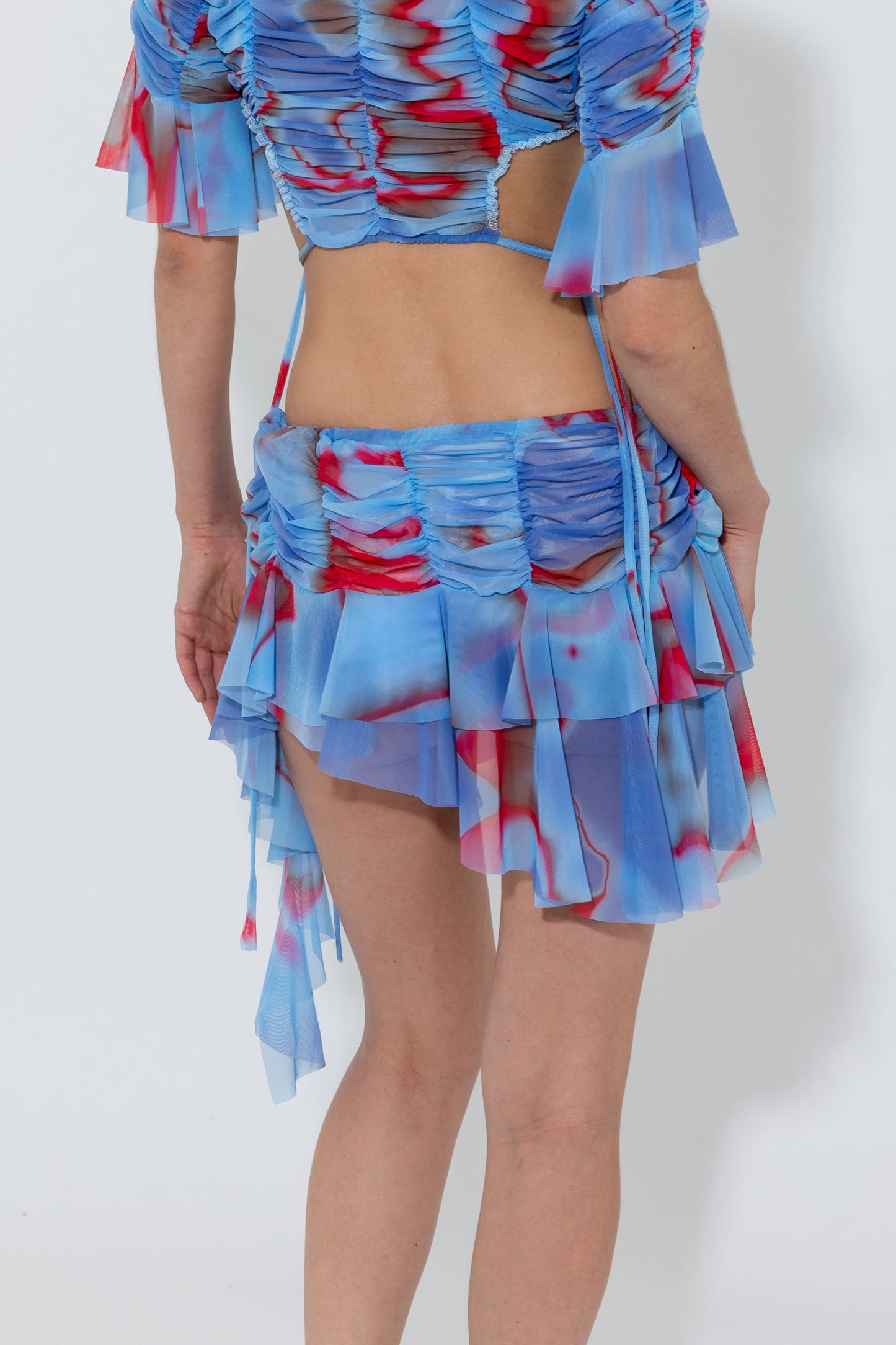 Blue Micro Ruched Skirt