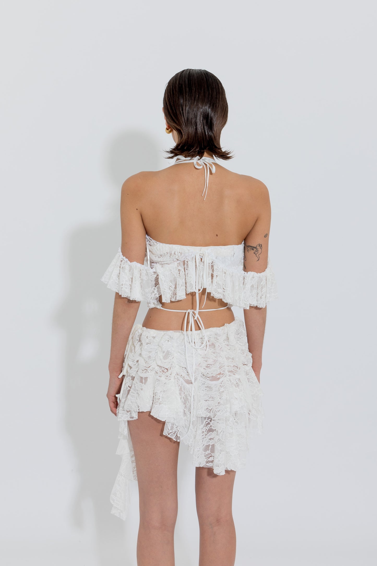White Mini Lace Skirt