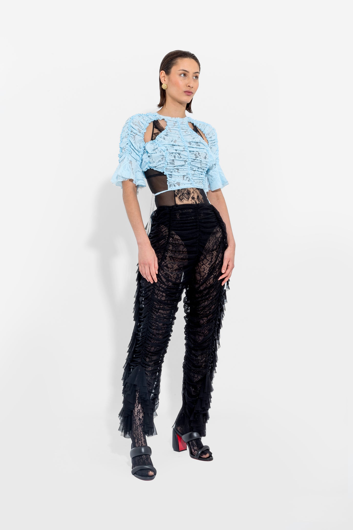 Baby Blue Ruffled Crop Top