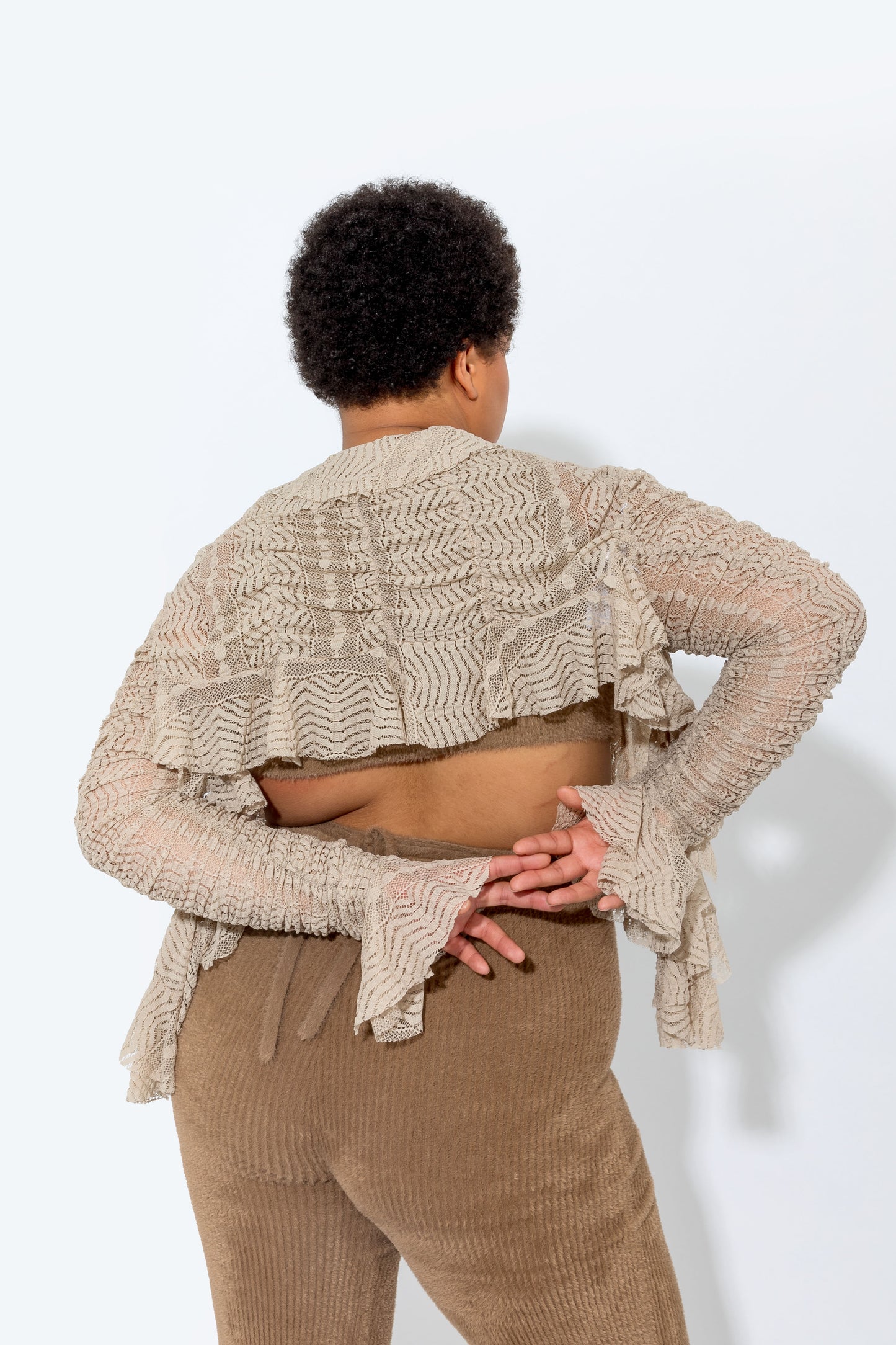 Beige Ruched Bolero