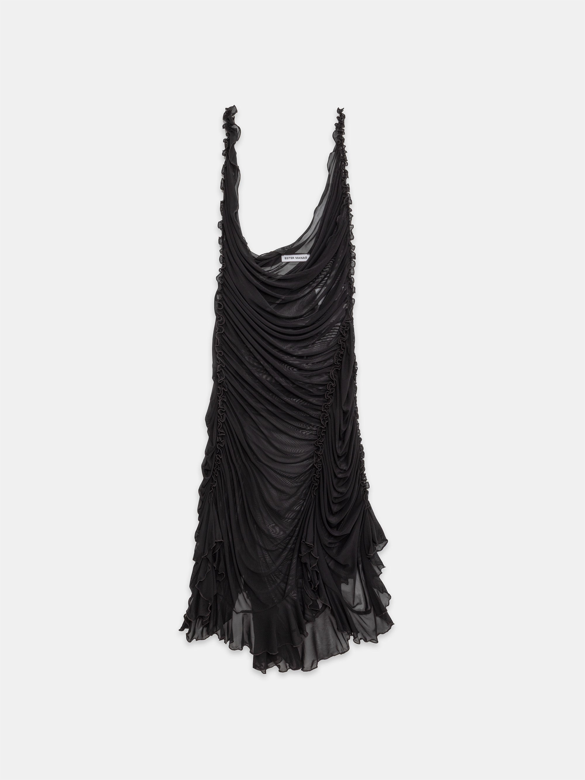 Midnight Ruched Sheer Dress
