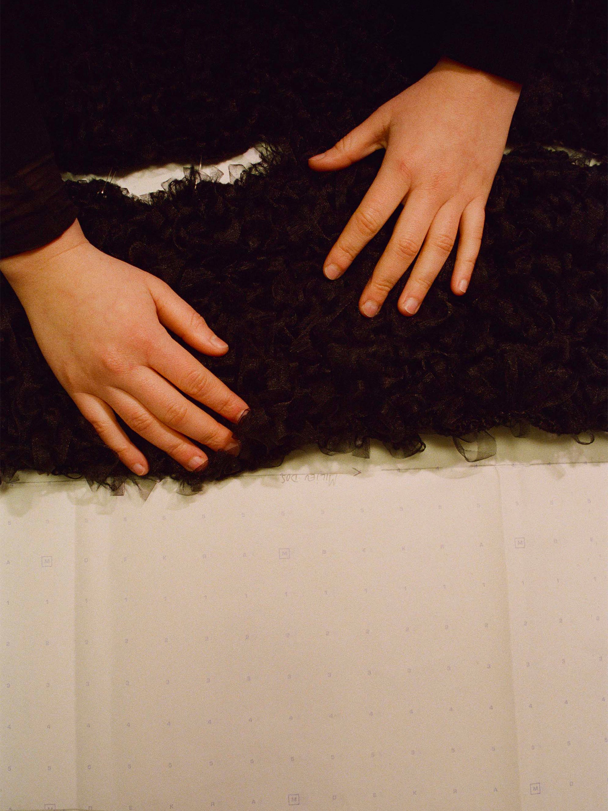 Signature Mesh & Textured Wool Midi Dress