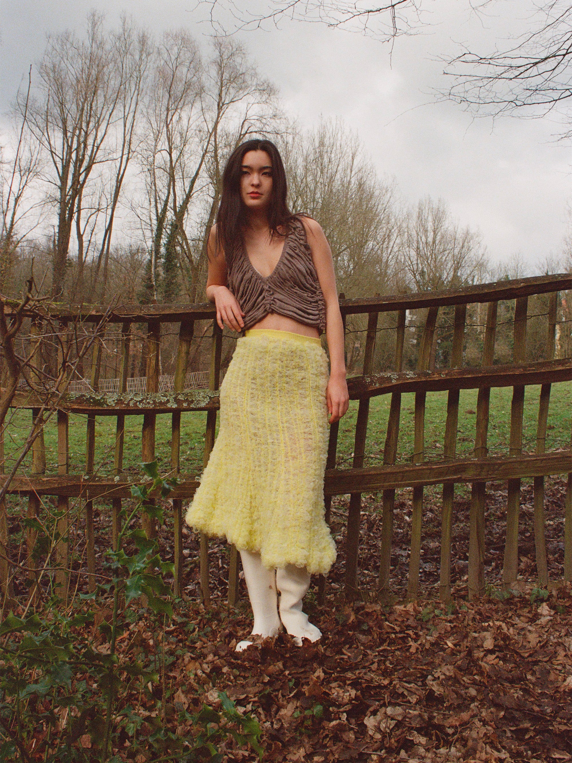 Ruched Wool Knit Top