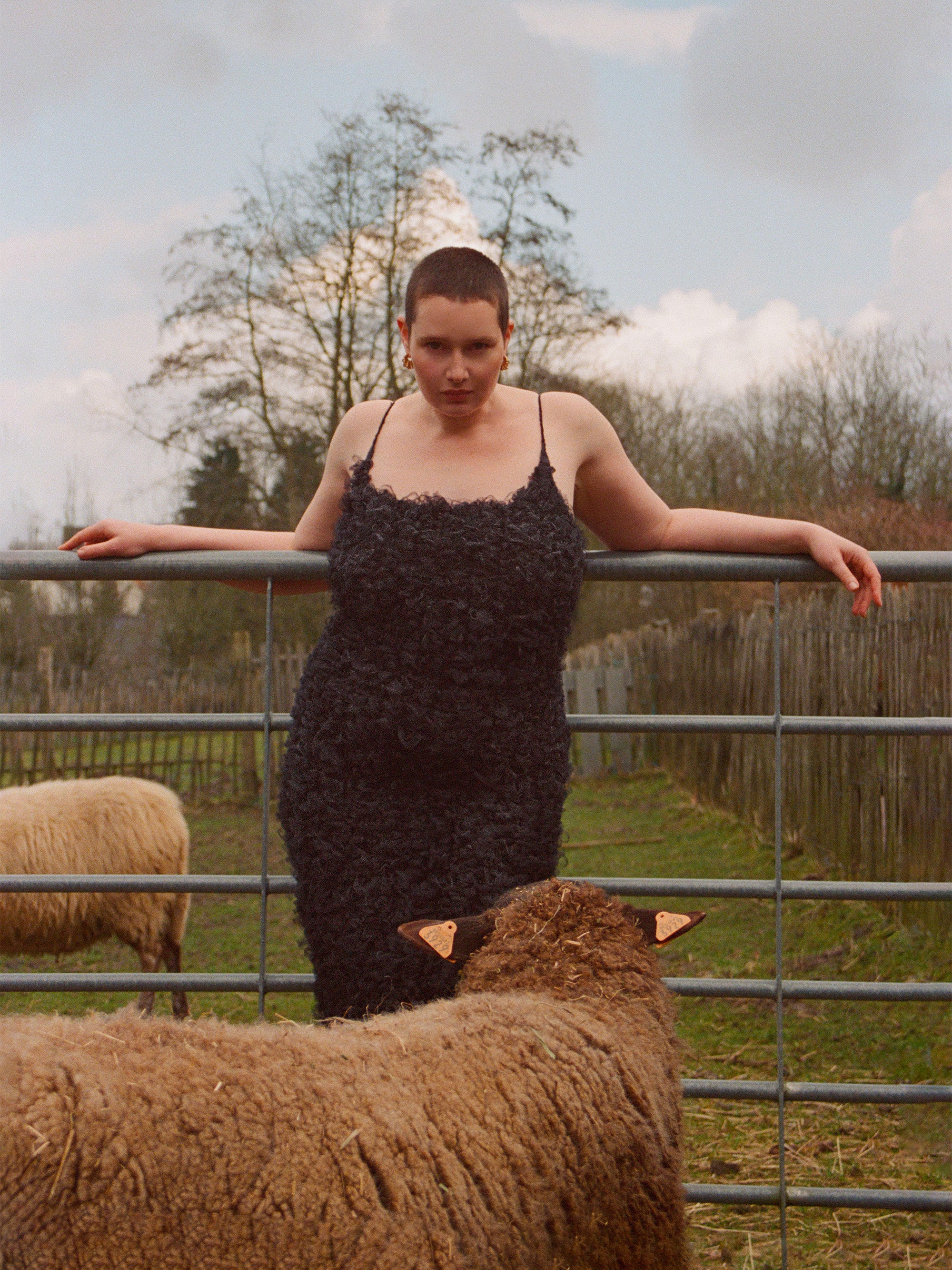 Signature Mesh & Textured Wool Midi Dress – Ester Manas