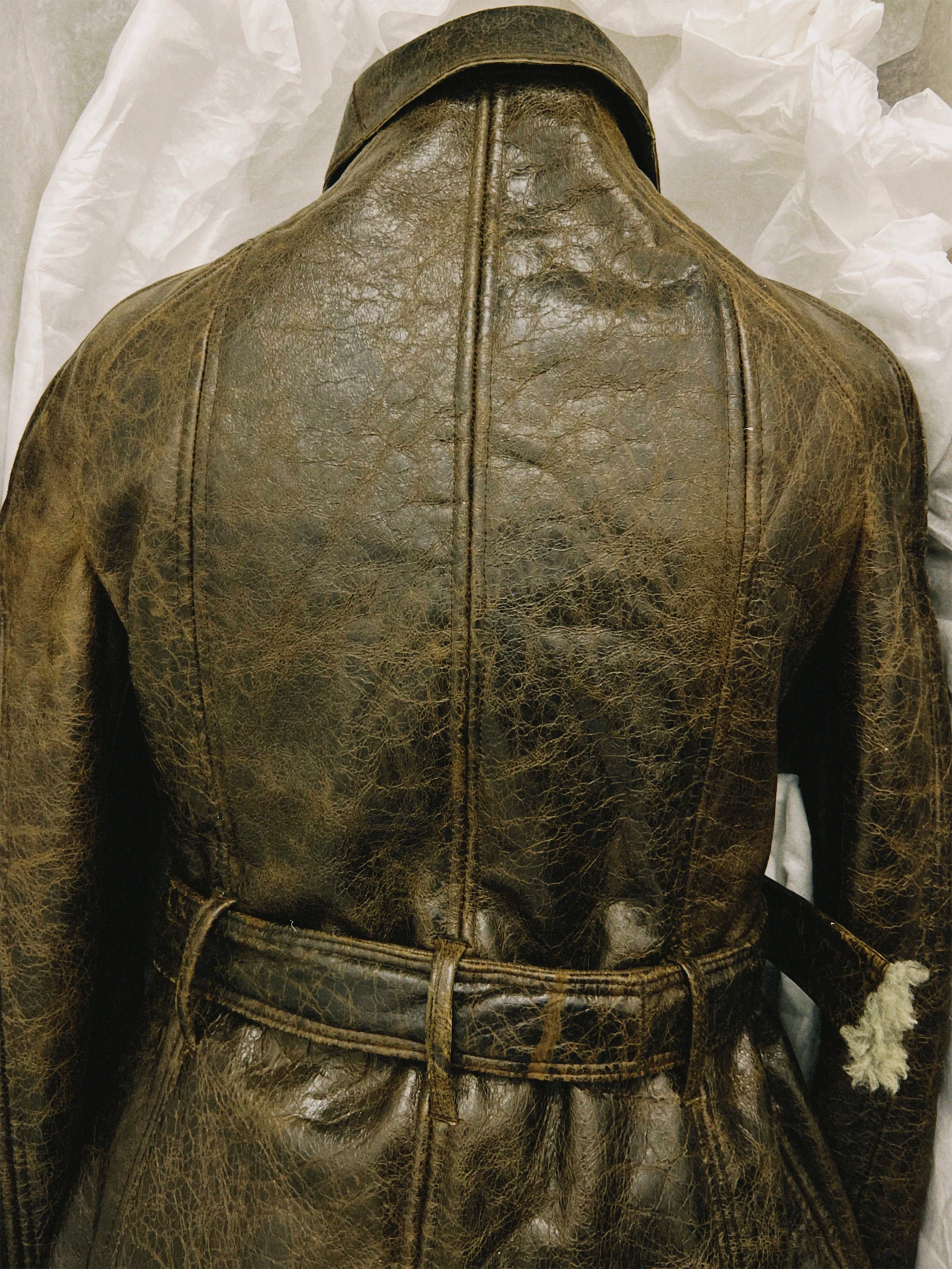 Unique Sample Andam Fashion Award – Distressed Leather Shearling Trench Coat