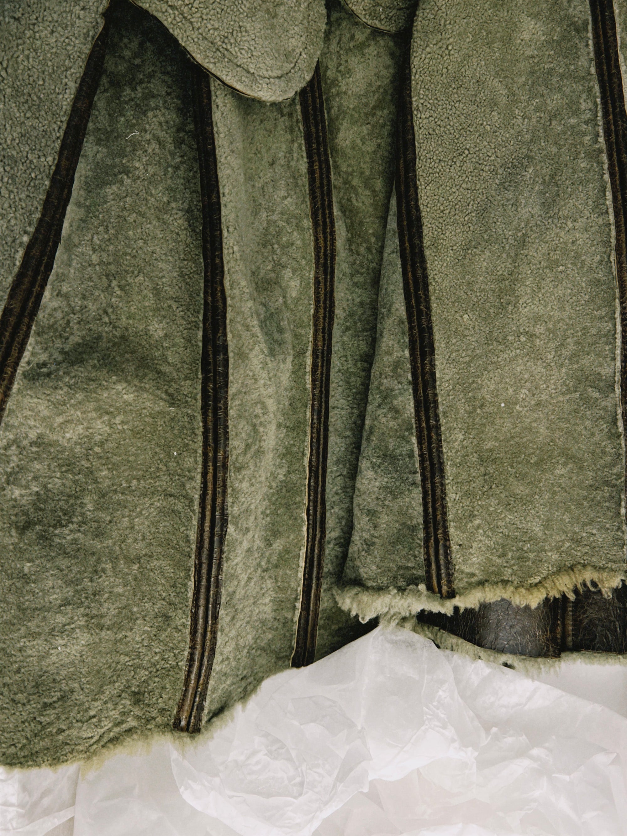 Unique Sample Andam Fashion Award – Distressed Leather Shearling Trench Coat