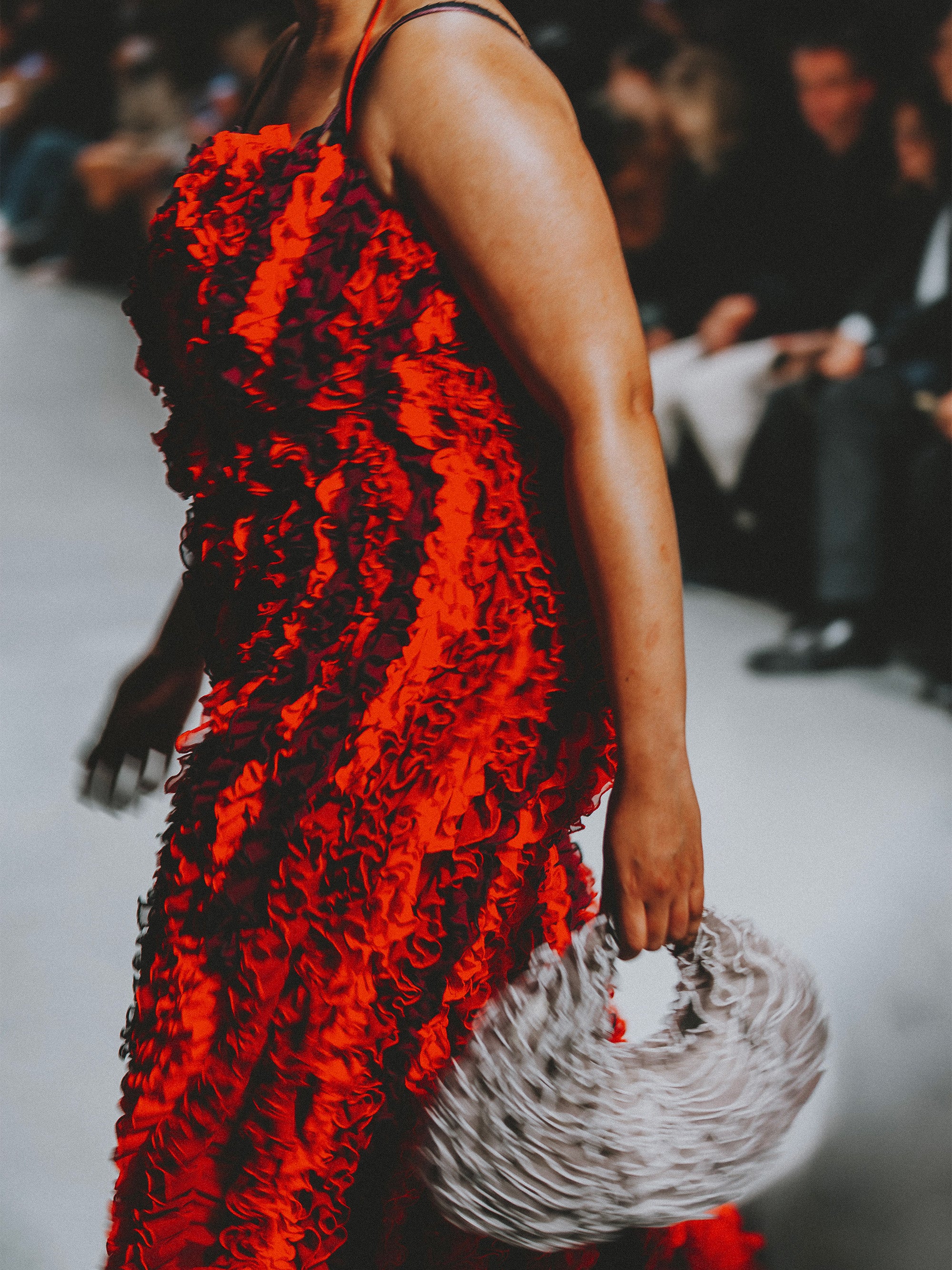 SS25 Look 09 – Ruffled Red Dress