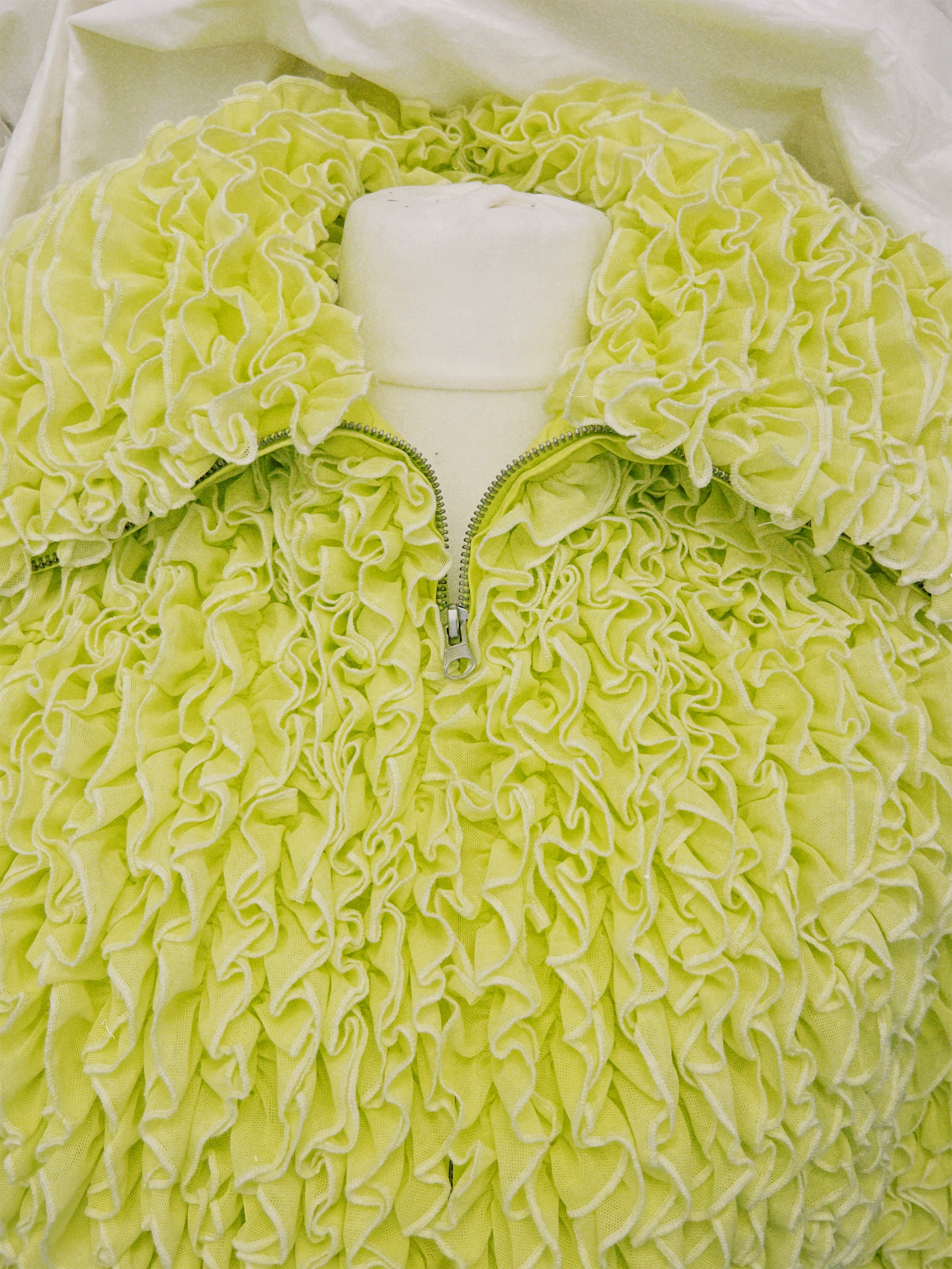 SS25 Look 11 – Yellow Ruffled Cropped Jacket