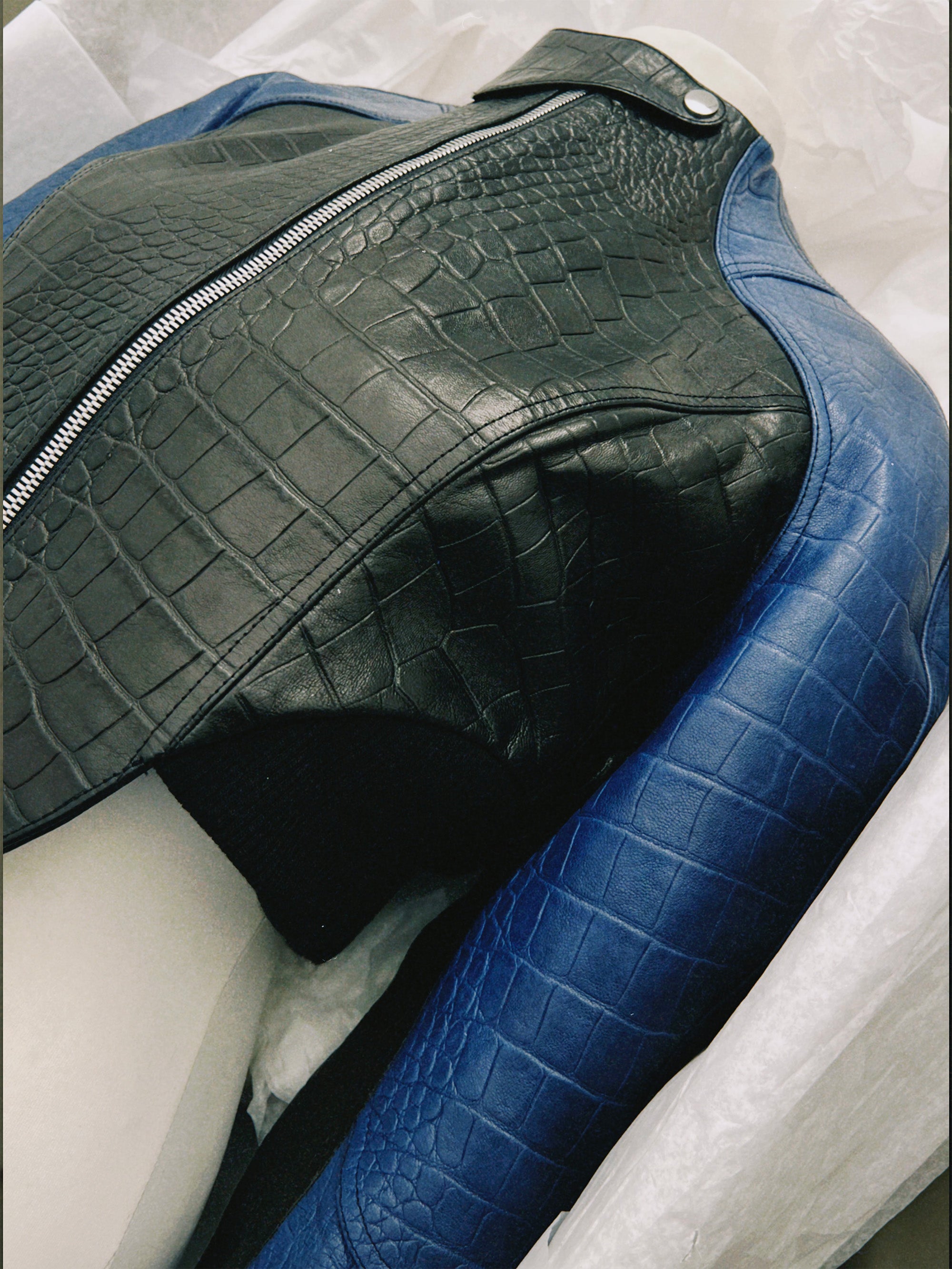 SS24 Look 02 – Crocodile-Embossed Leather Bomber
