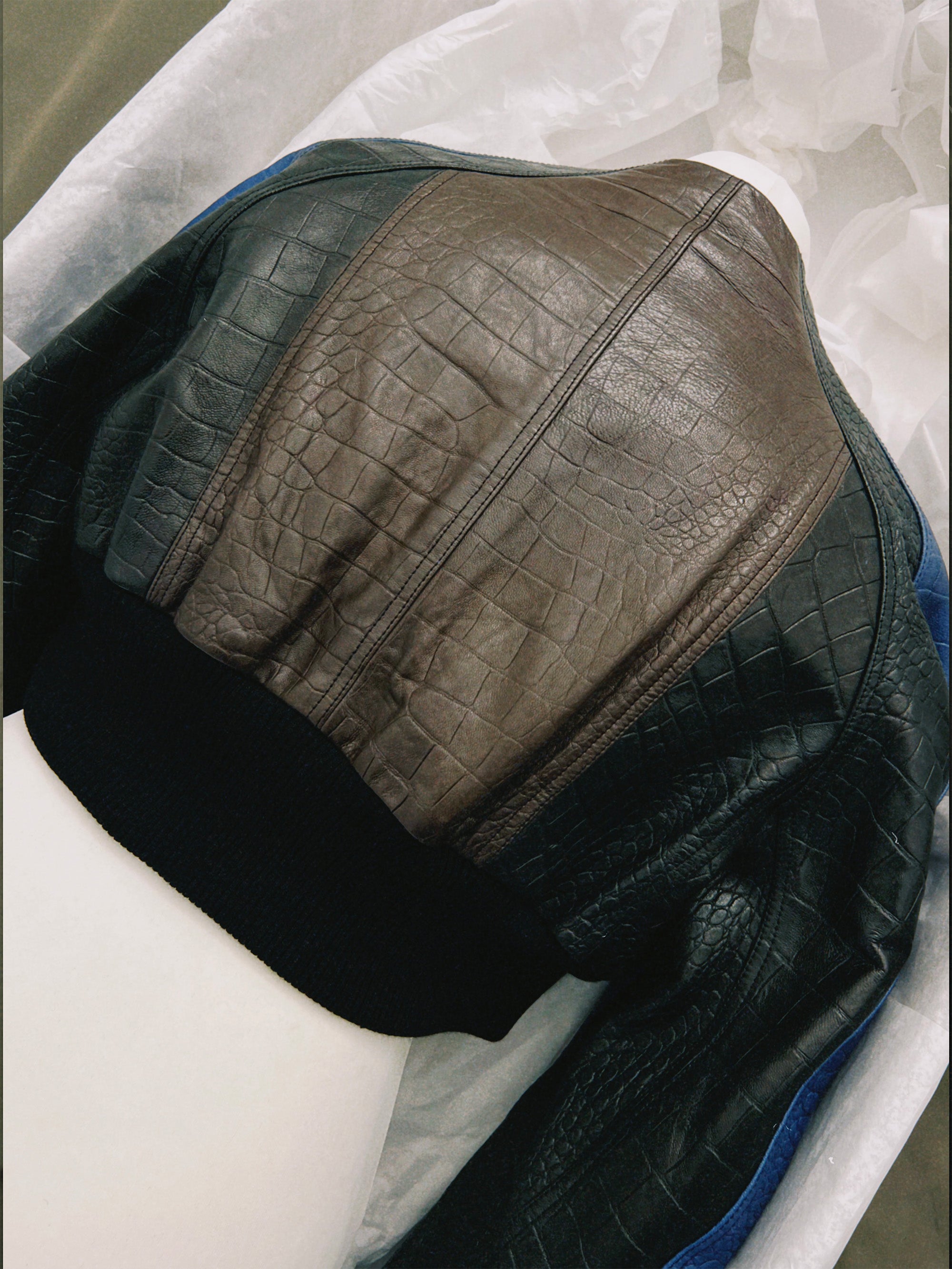 SS24 Look 02 – Crocodile-Embossed Leather Bomber