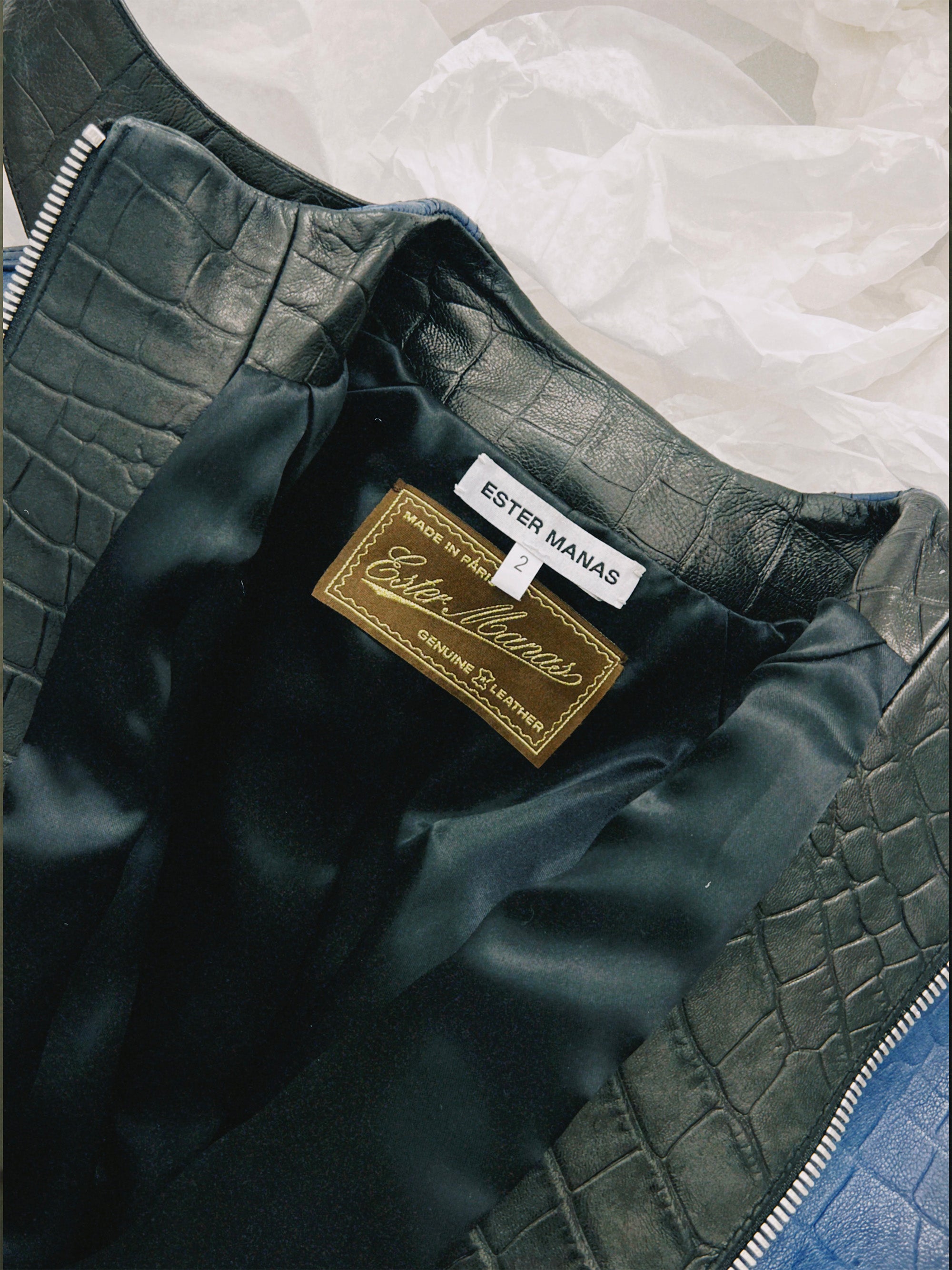 SS24 Look 02 – Crocodile-Embossed Leather Bomber