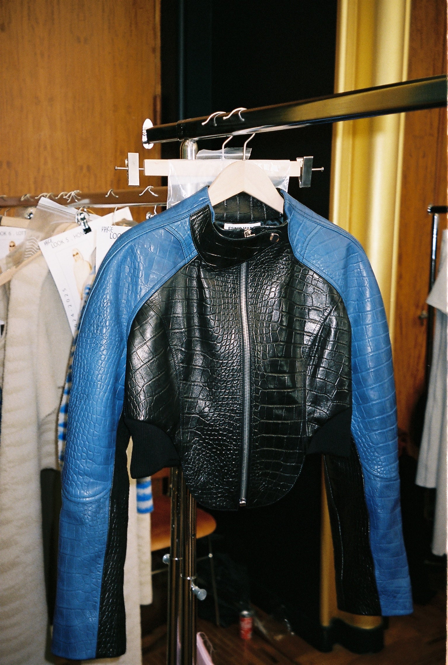 SS24 Look 02 – Crocodile-Embossed Leather Bomber