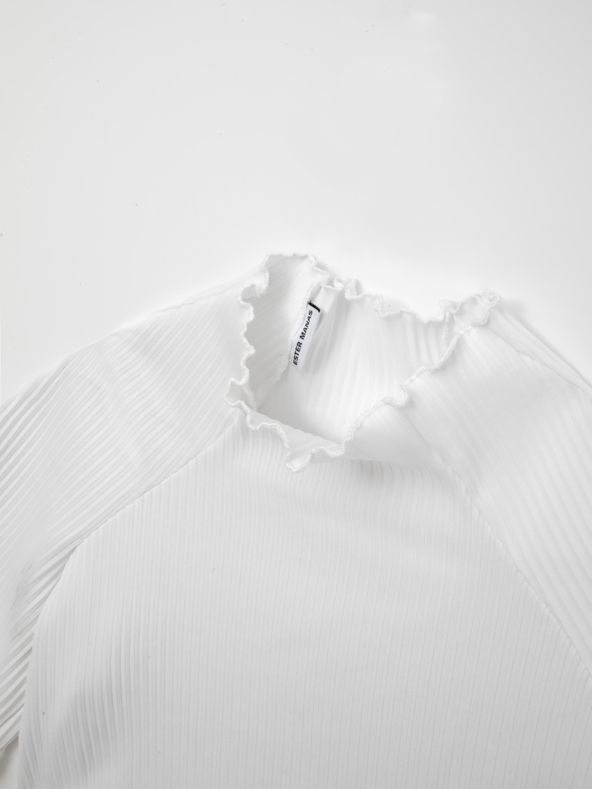 Lace Rib White Easy Top