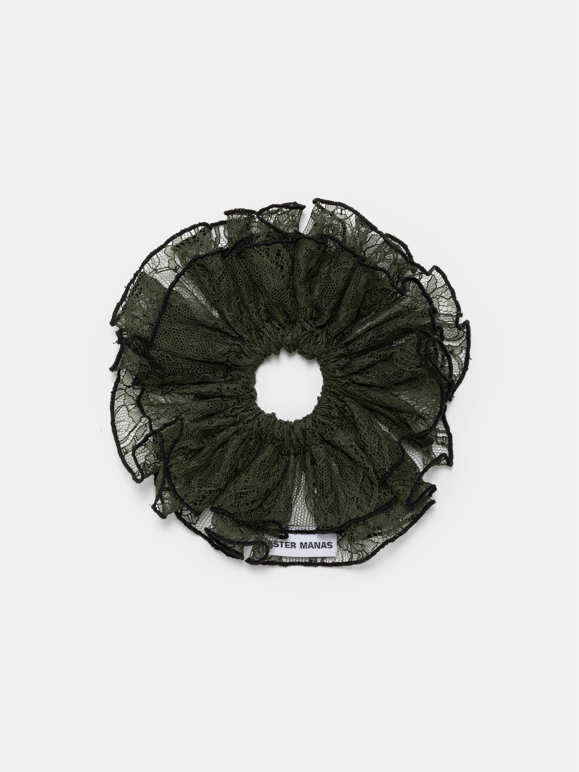 Olive Ruffled Lace Scrunchie