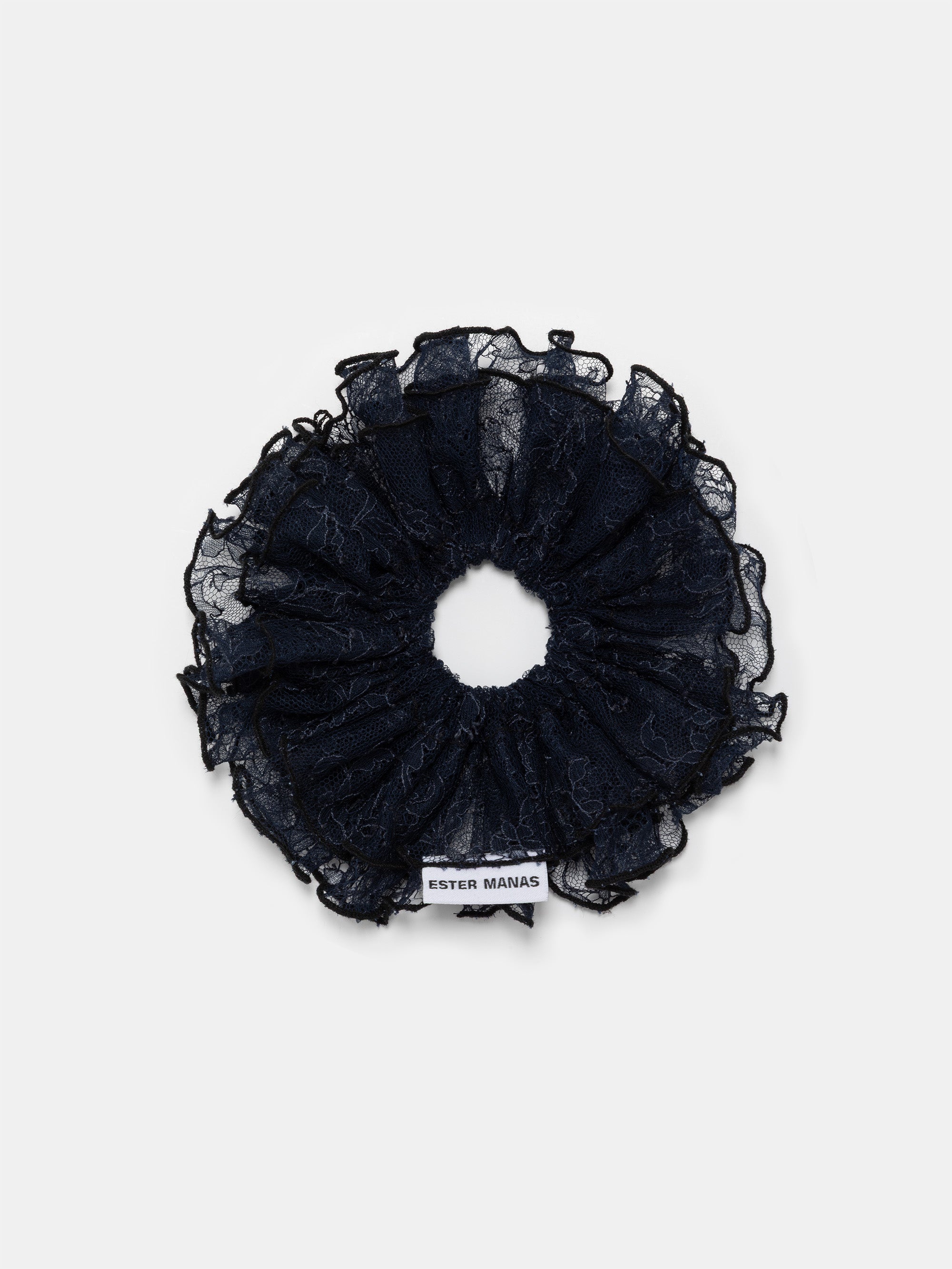 Navy Lace Scrunchie