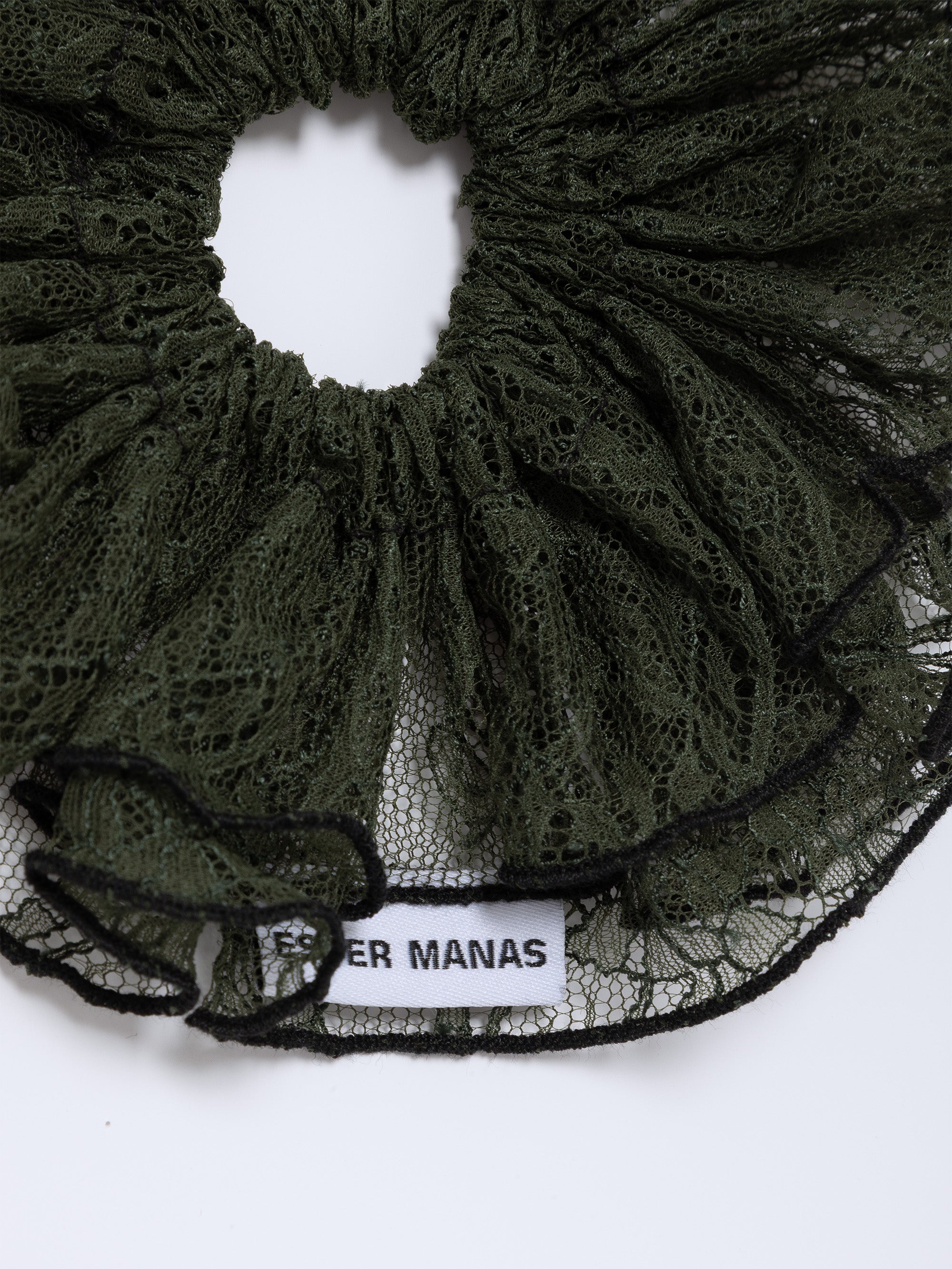Olive Ruffled Lace Scrunchie