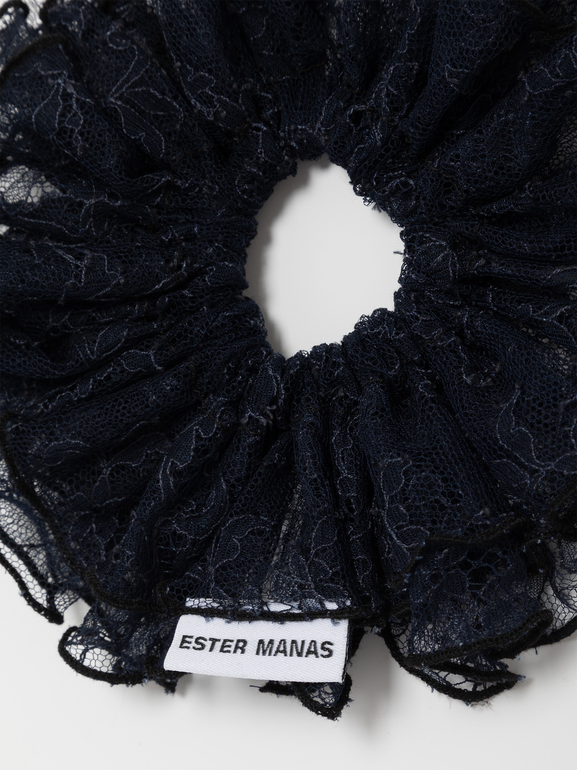 Navy Lace Scrunchie