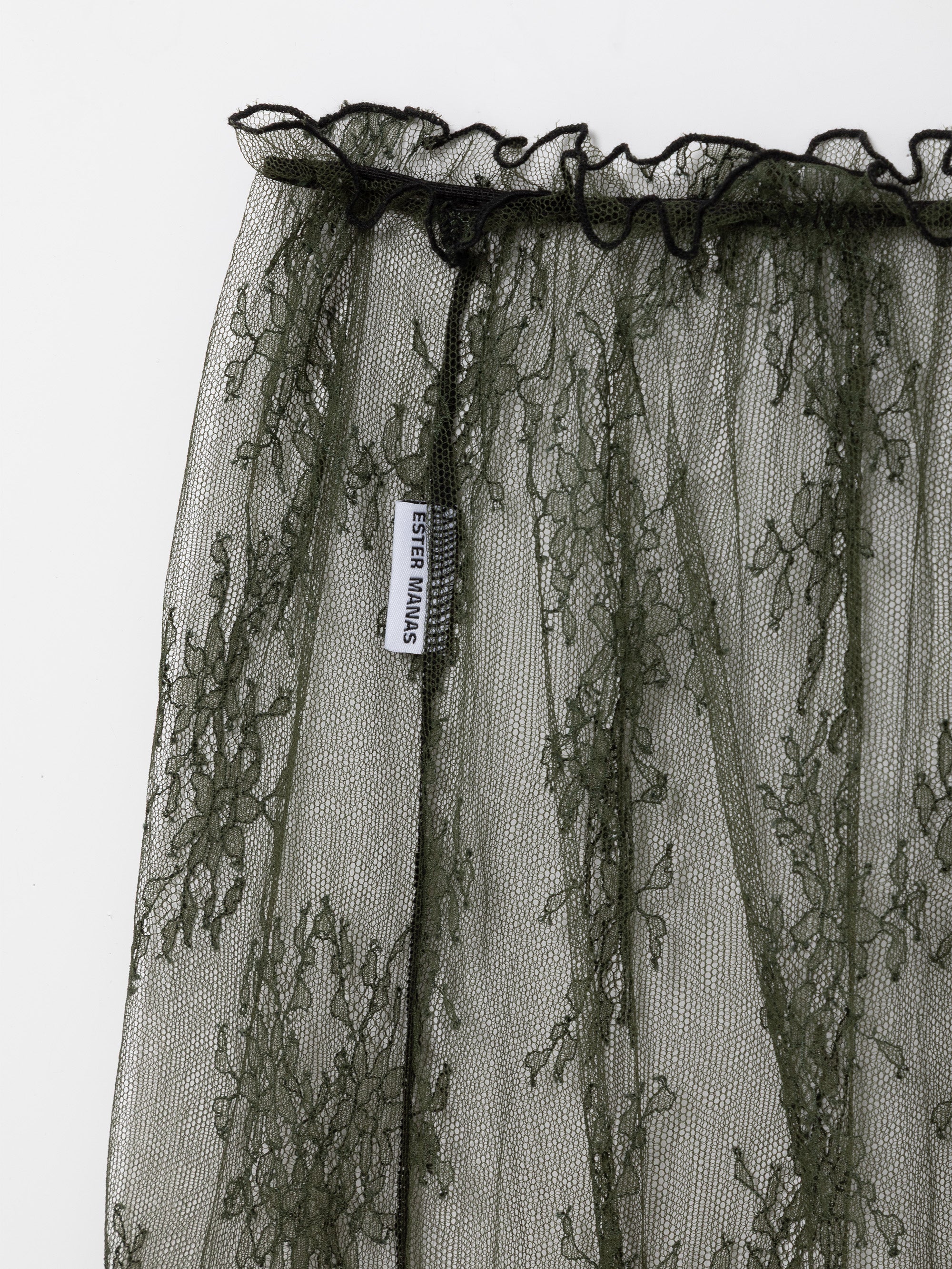 Khaki Green Floral Lace Skirt