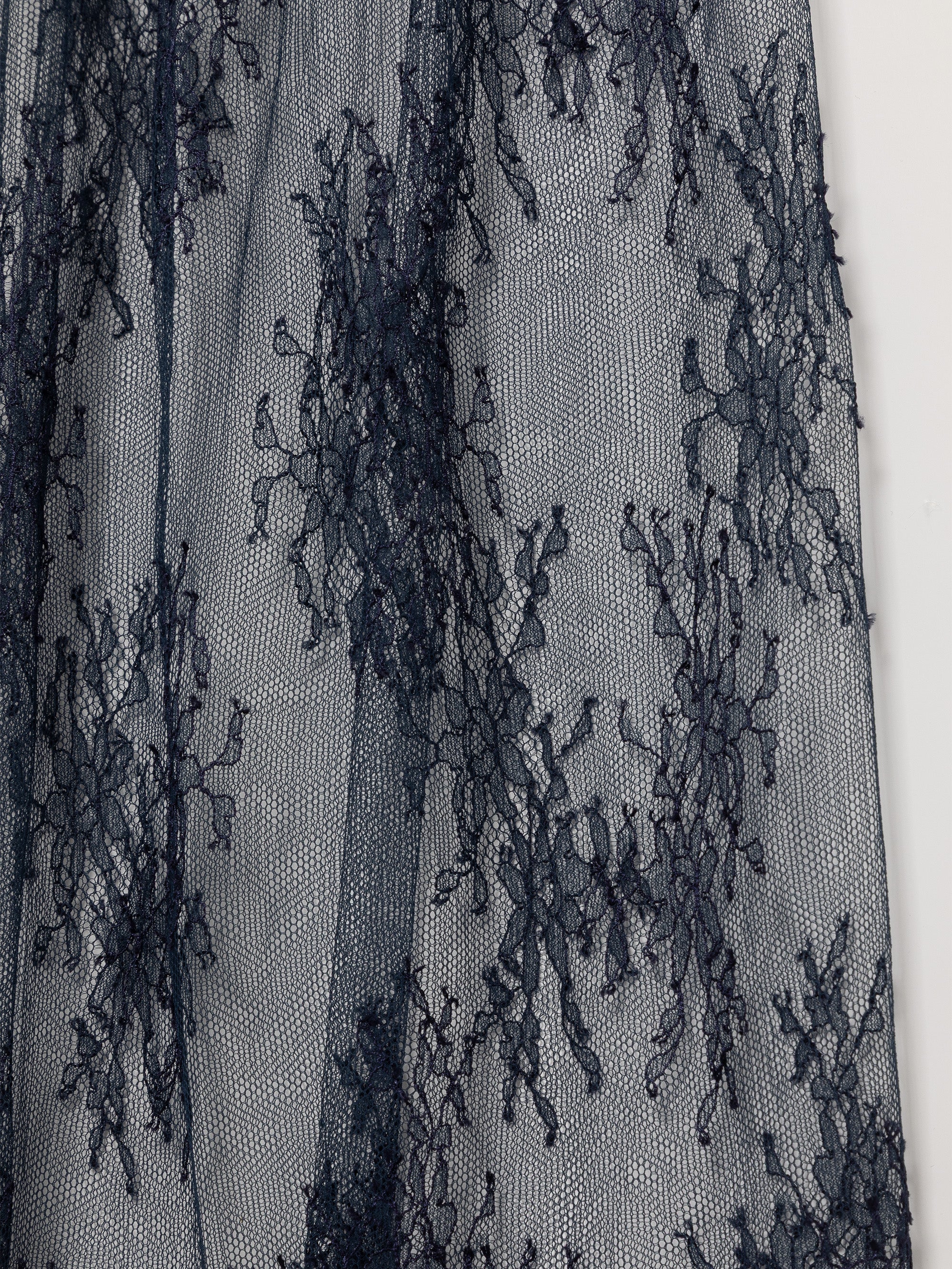 Navy Floral Lace Skirt