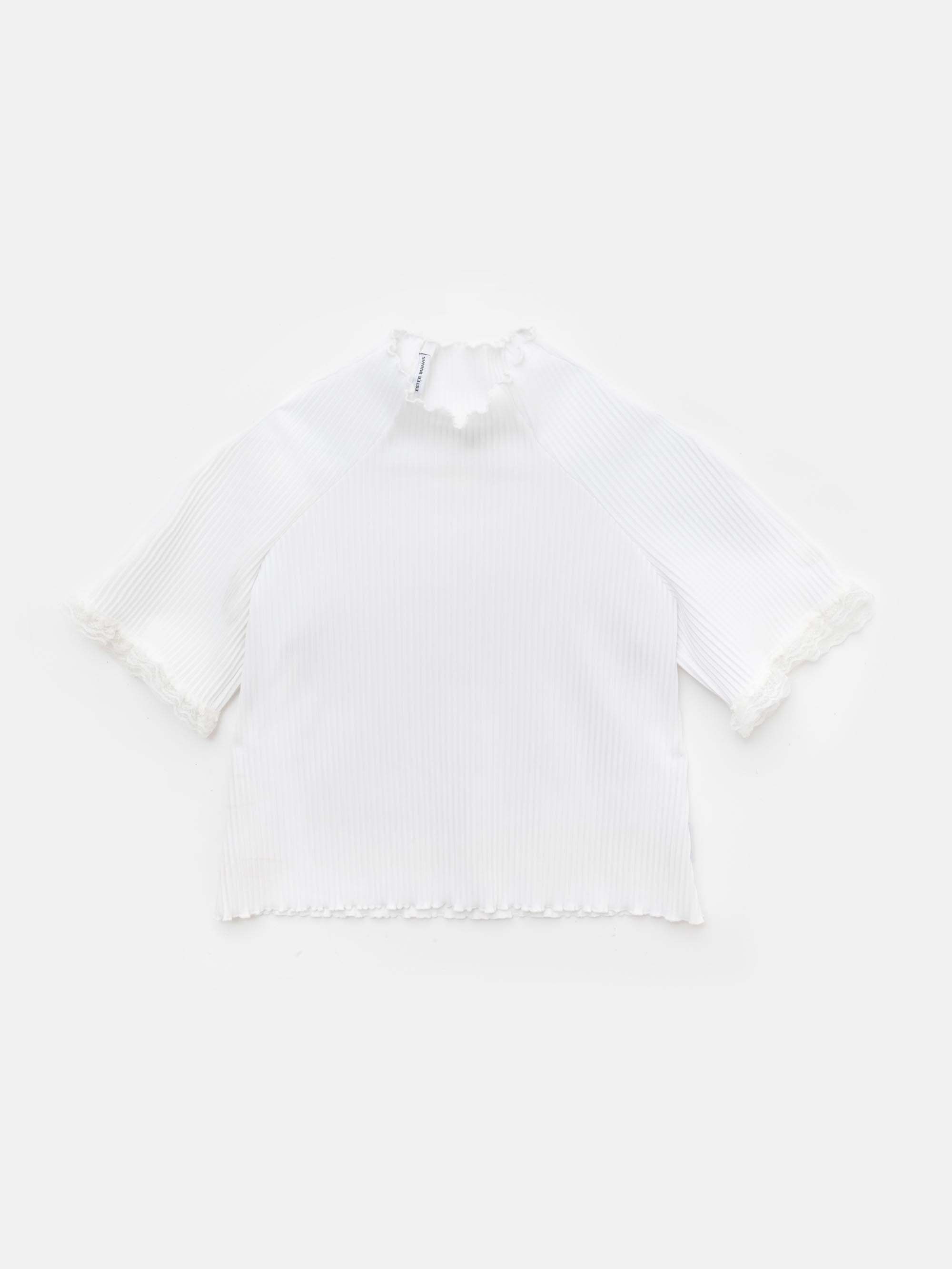 Lace Rib White Easy Top