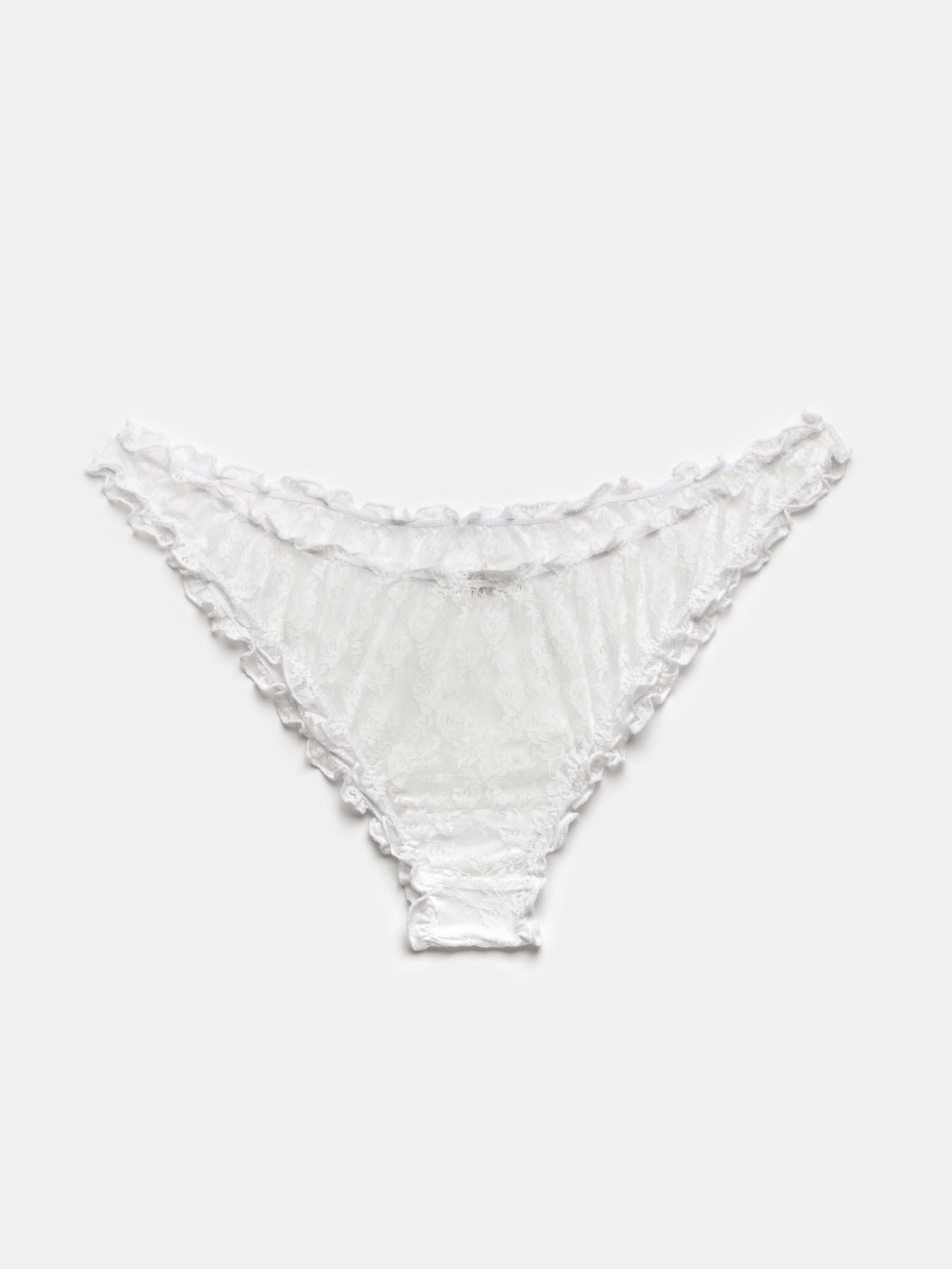 White Floral Lace Ruffled Panties
