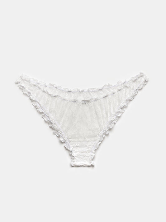 White Floral Lace Ruffled Panties