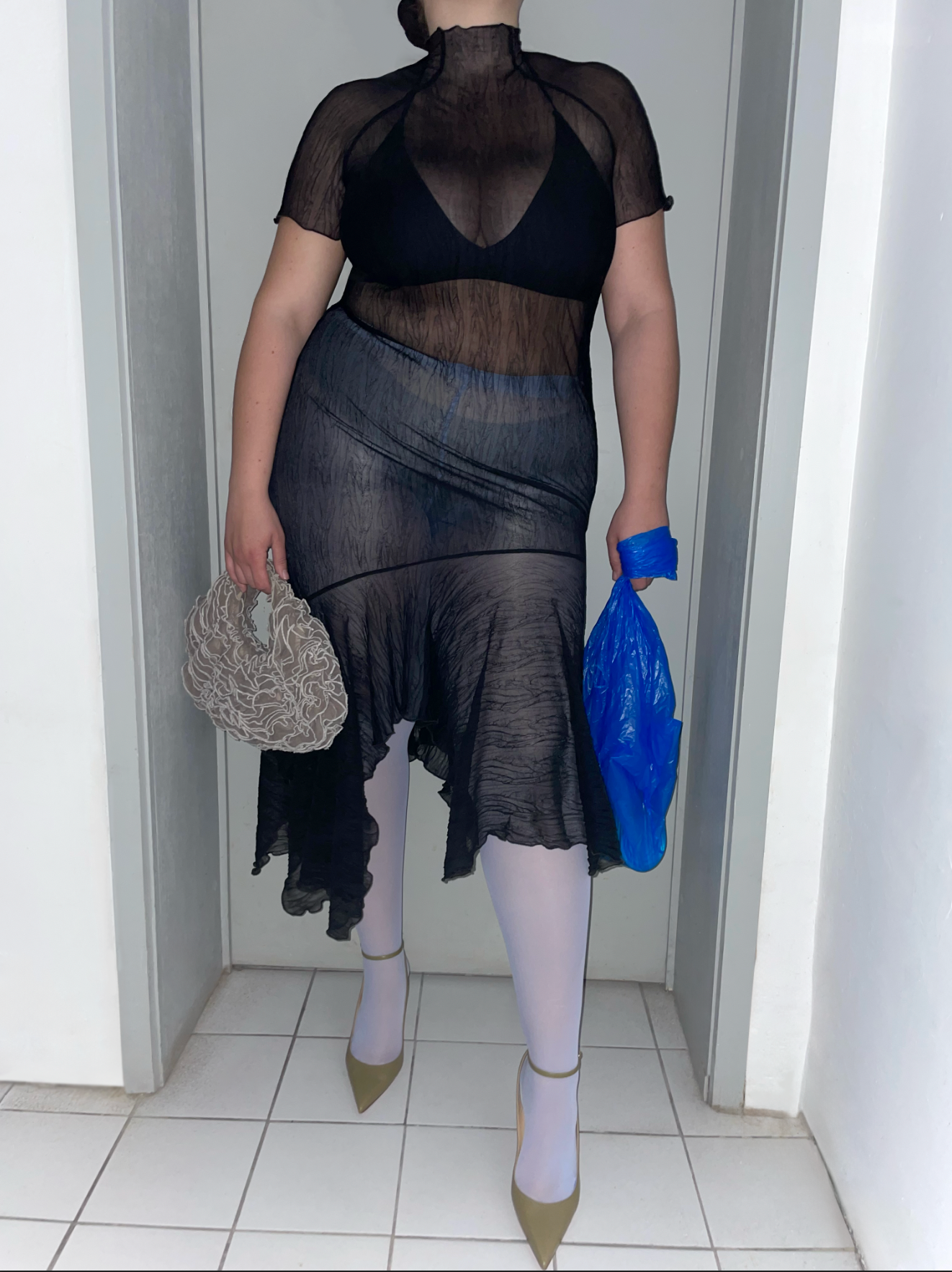 Black Crumpled Easy Dress