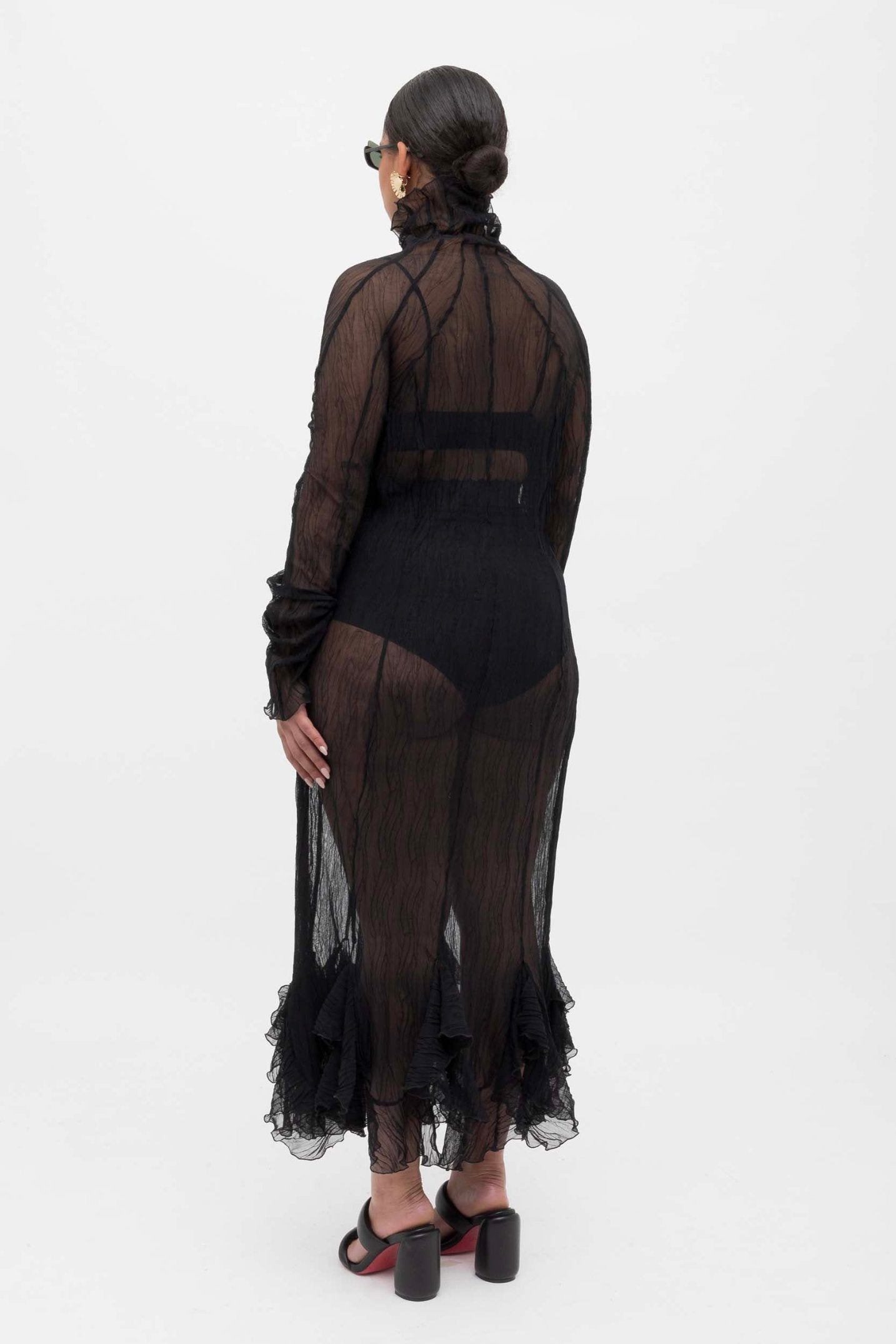 Black Crumpled Long Dress