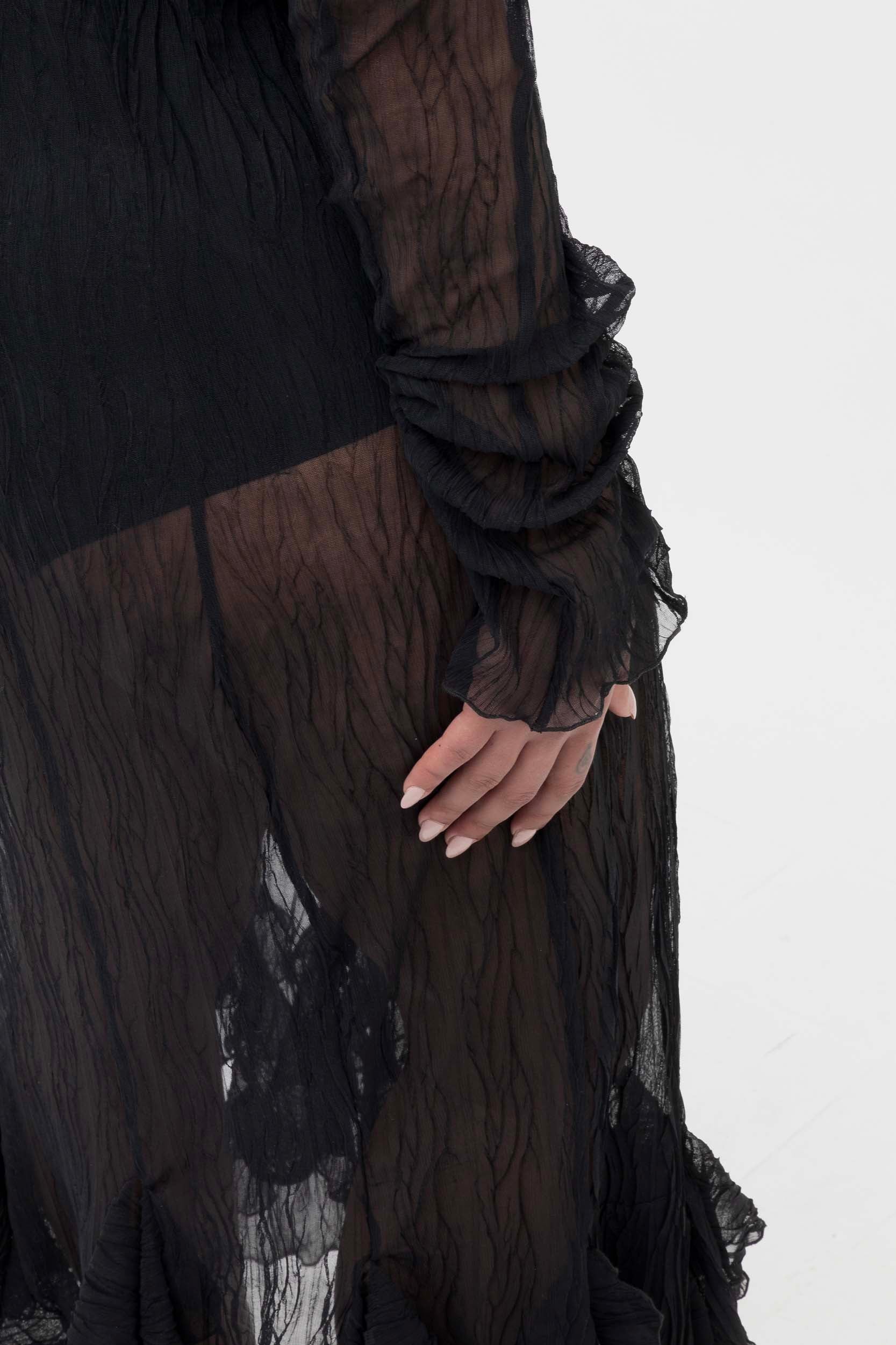 Black Crumpled Long Dress