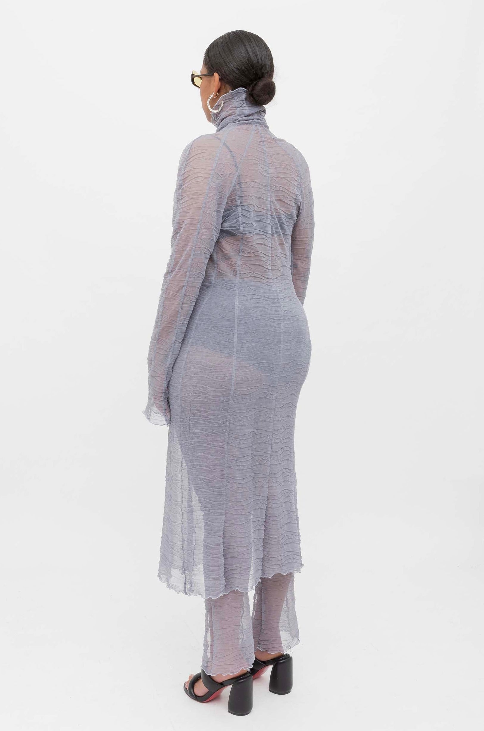 Grey Crumpled Long Dress