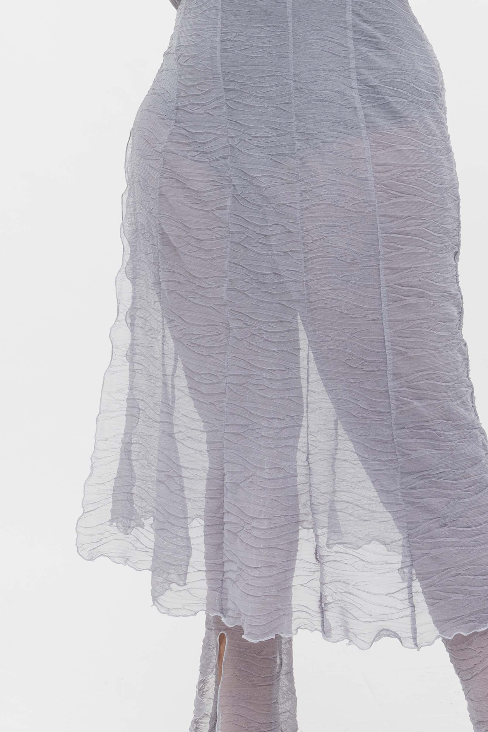 Grey Crumpled Long Dress