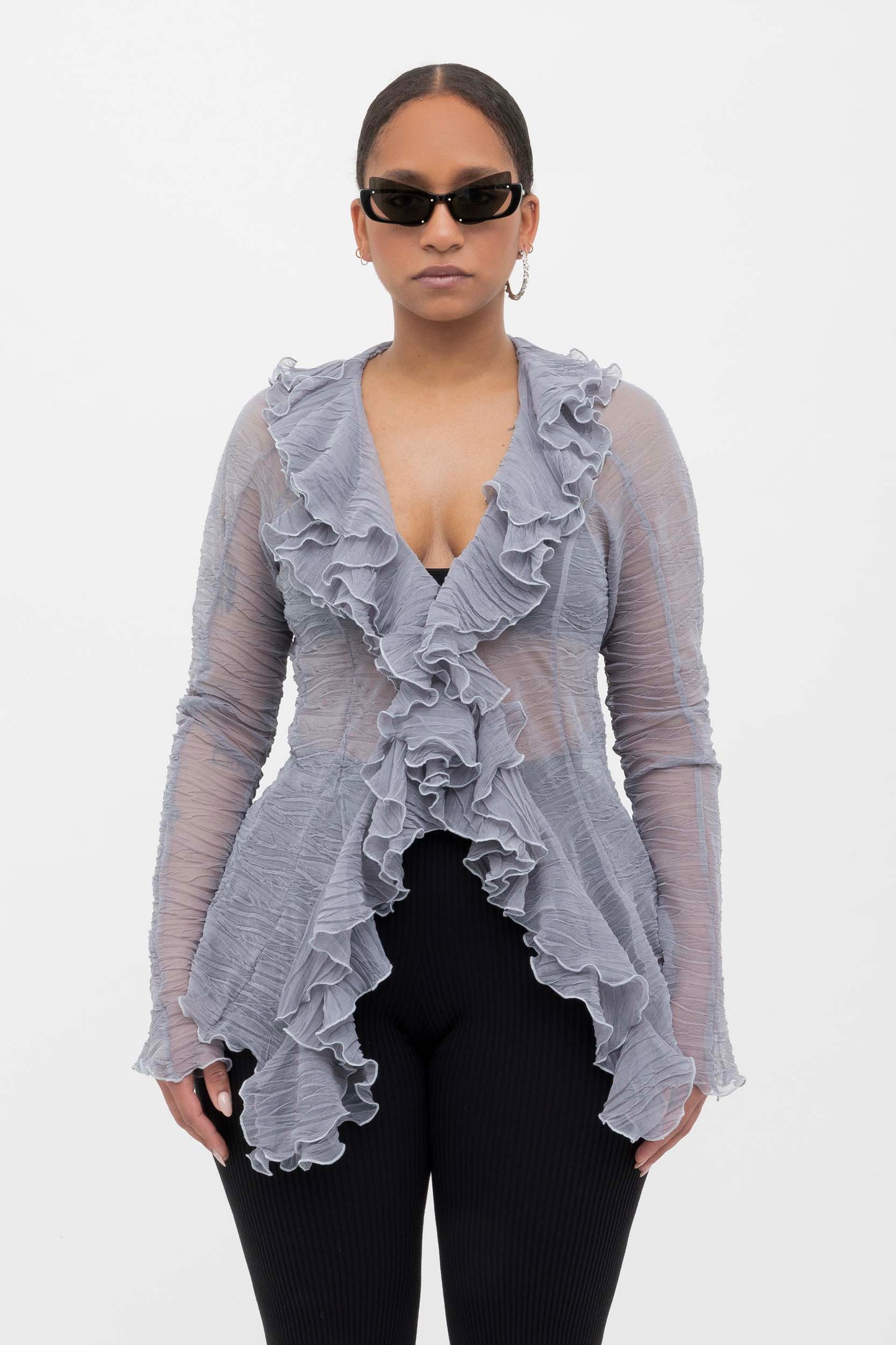 Grey Crumpled Bolero