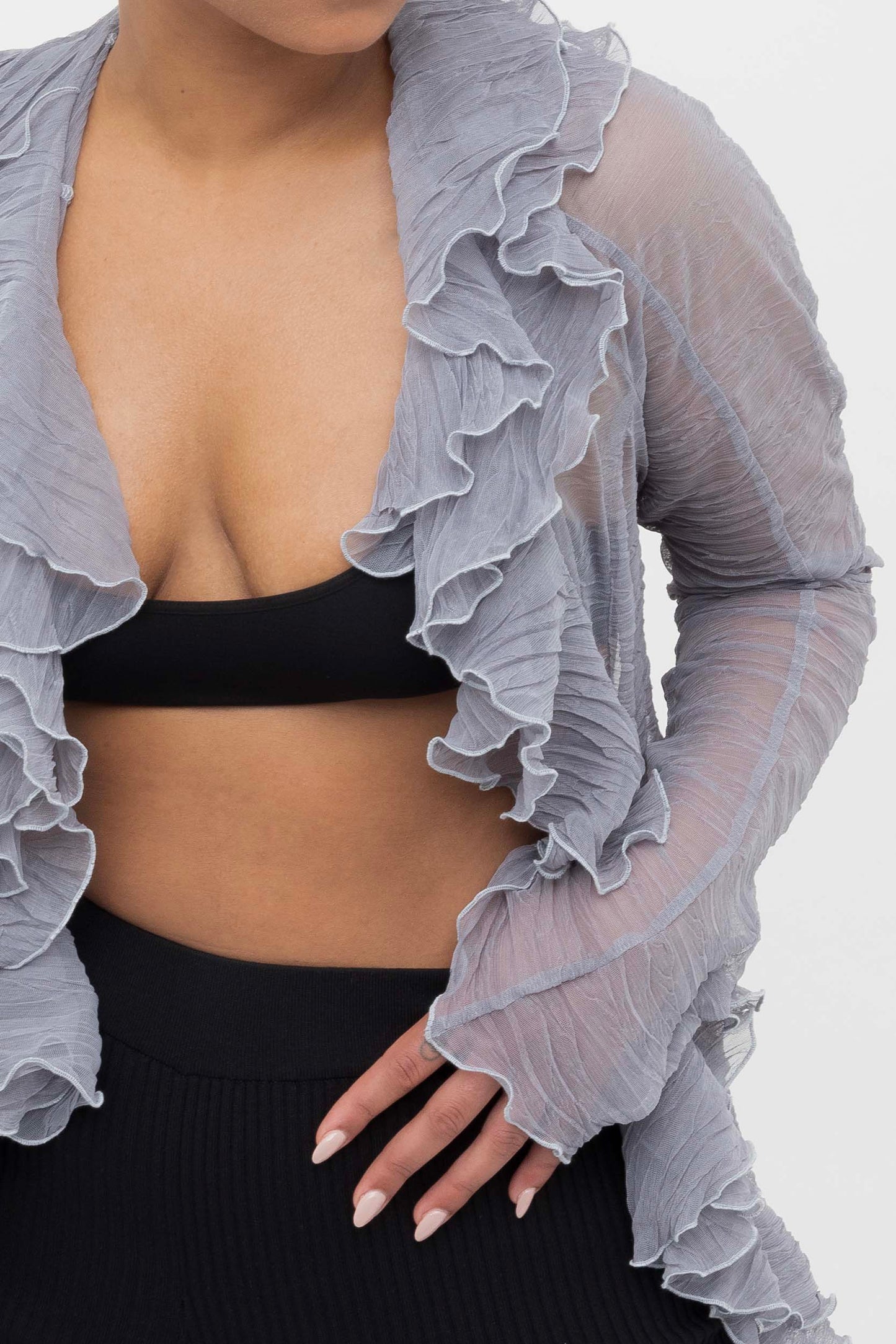 Grey Crumpled Bolero