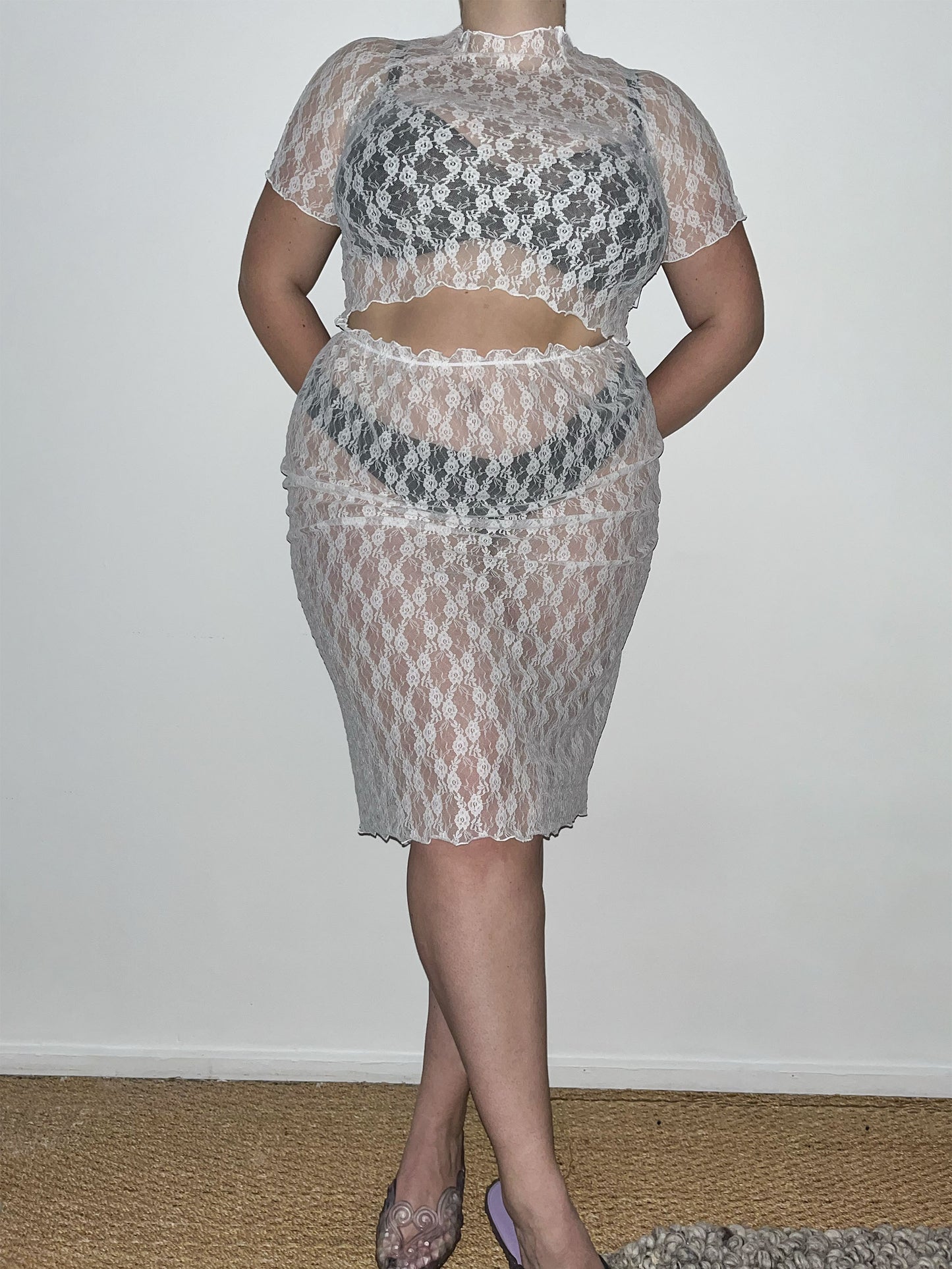 White Floral Lace Skirt