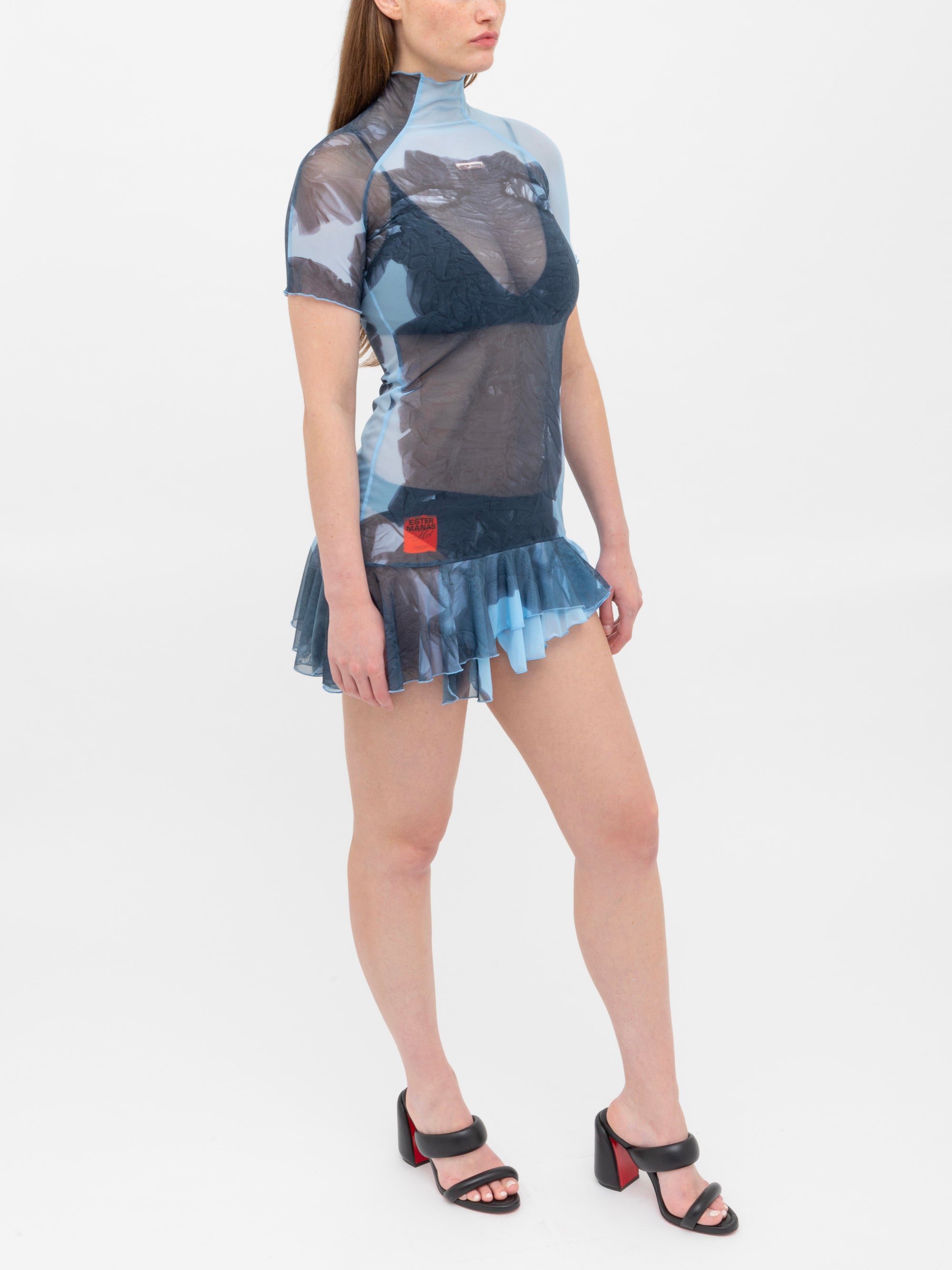 Mesh Print Short Dress
