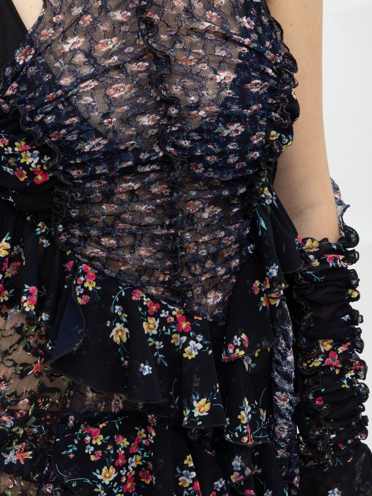 Floral Signature Peephole Ruched Dress