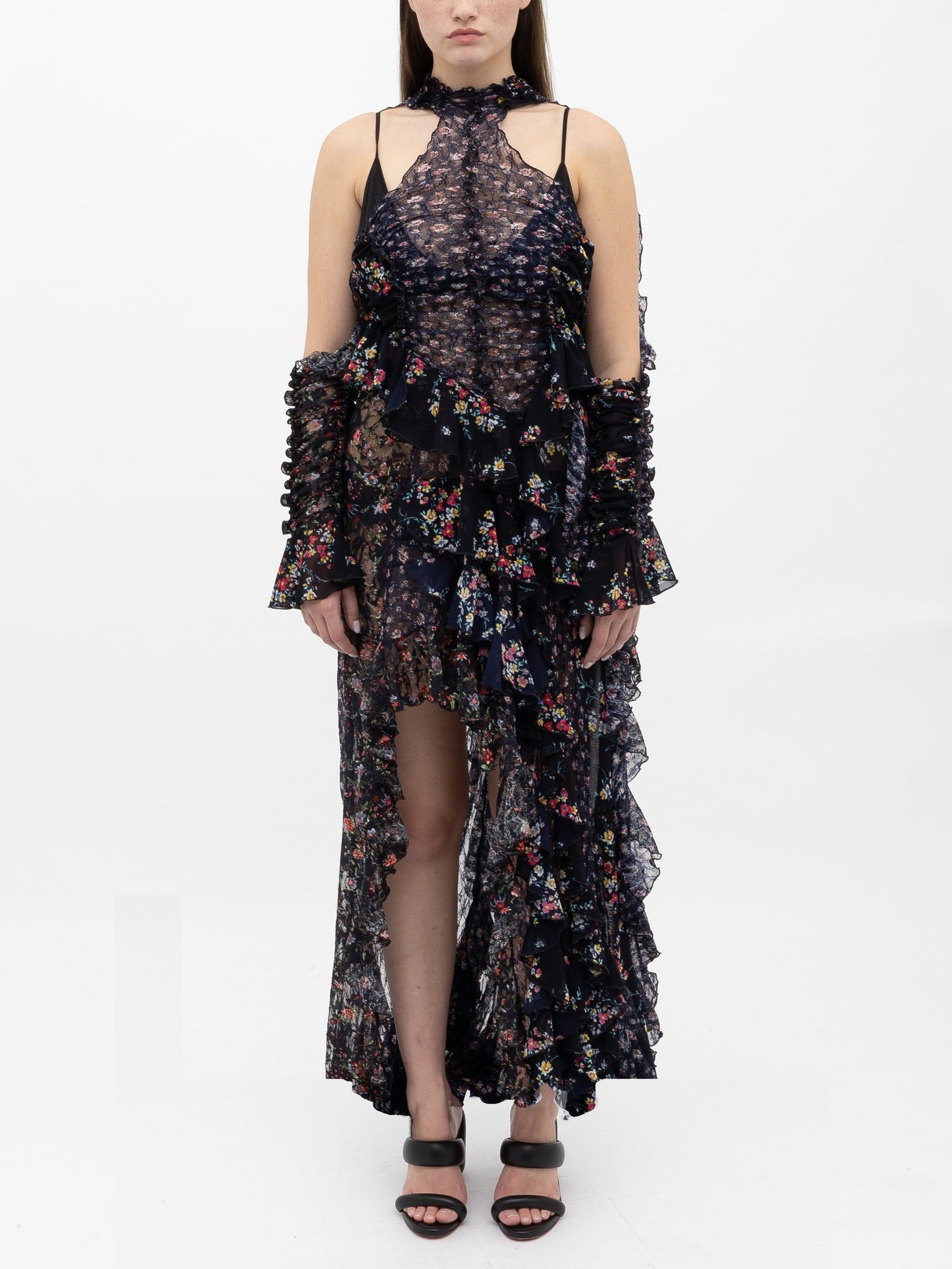 Floral Signature Peephole Ruched Dress