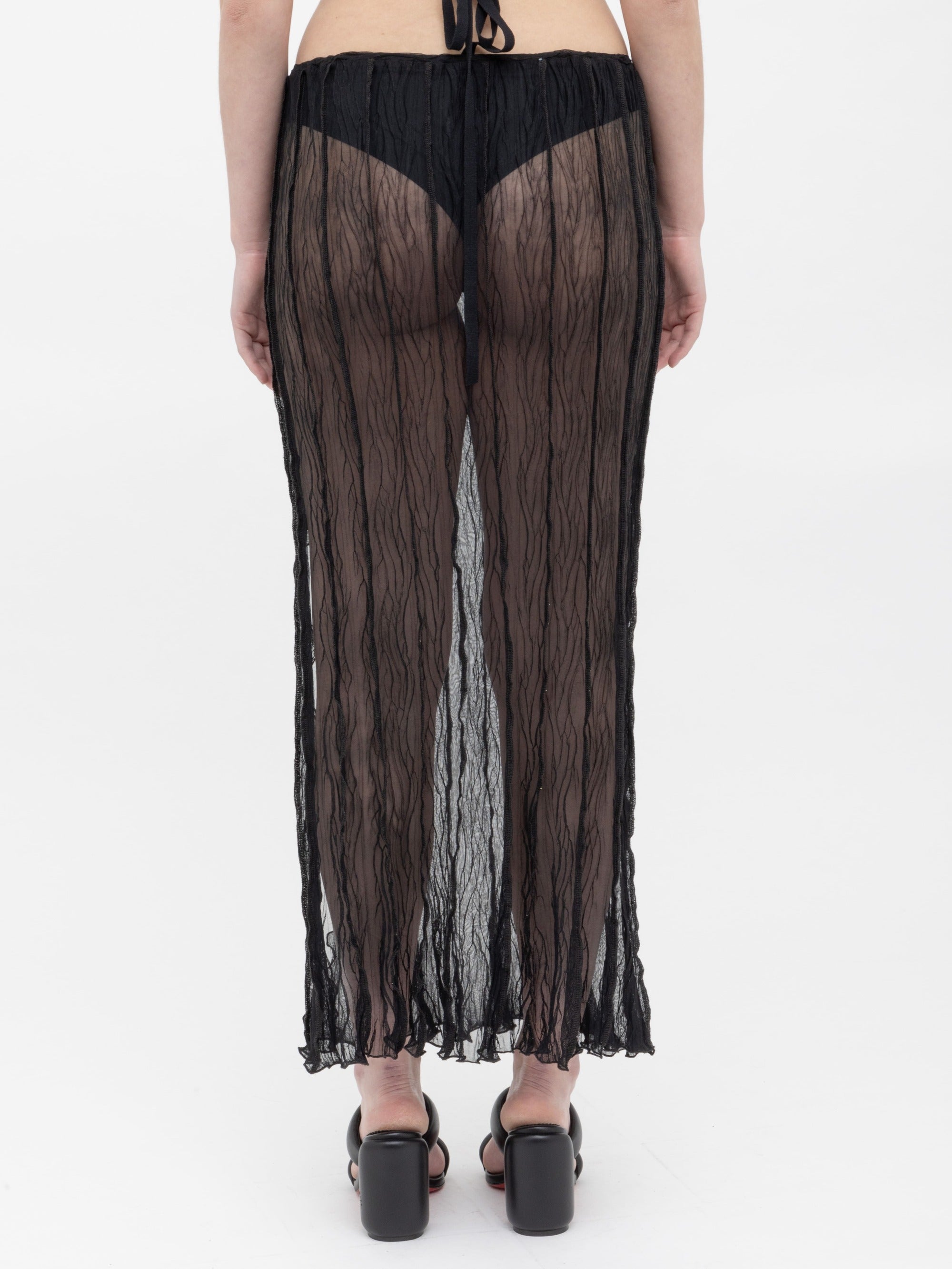 Black Crumpled Long Skirt