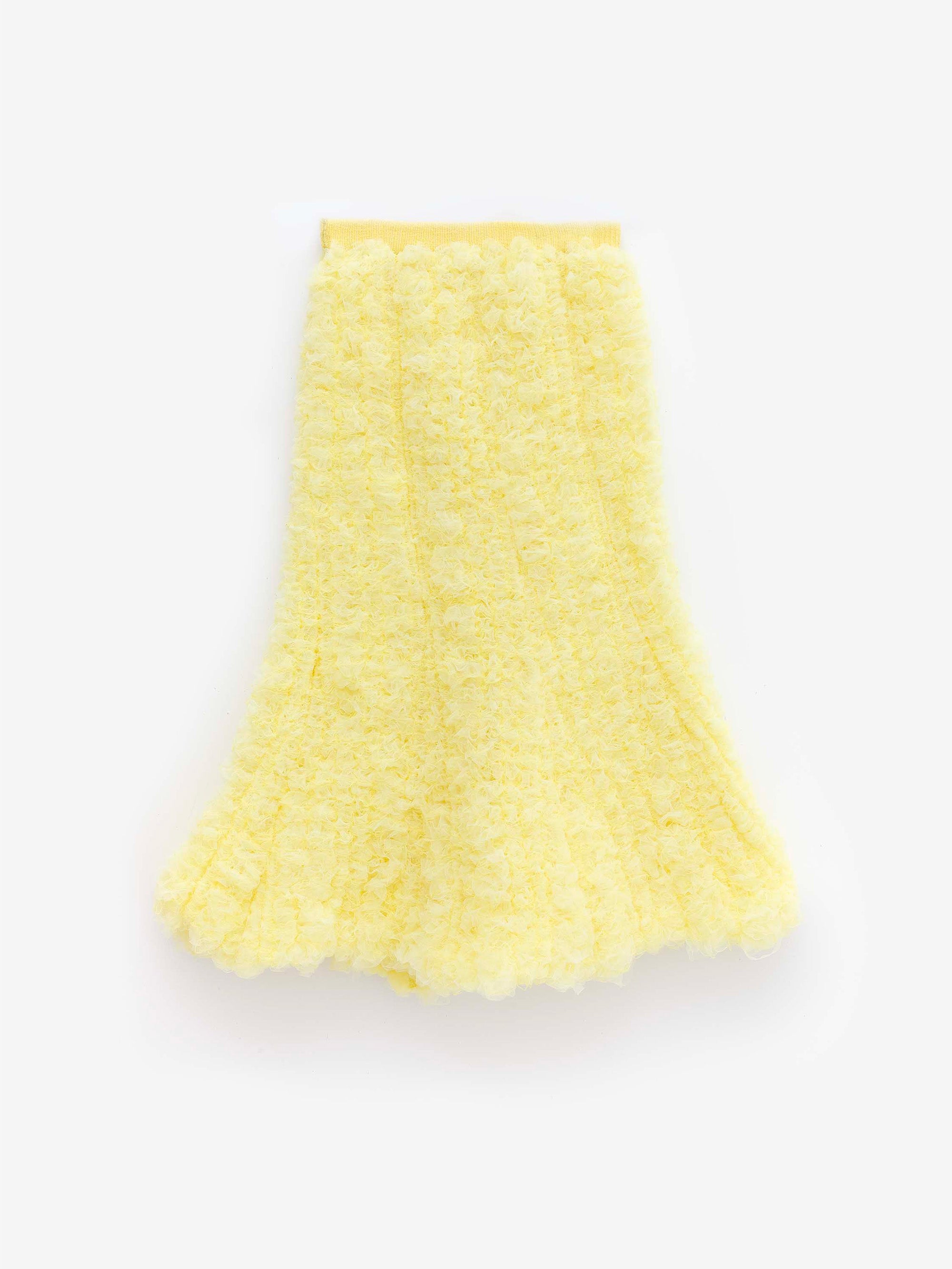 Mesh & Wool Sculptural Midi Skirt